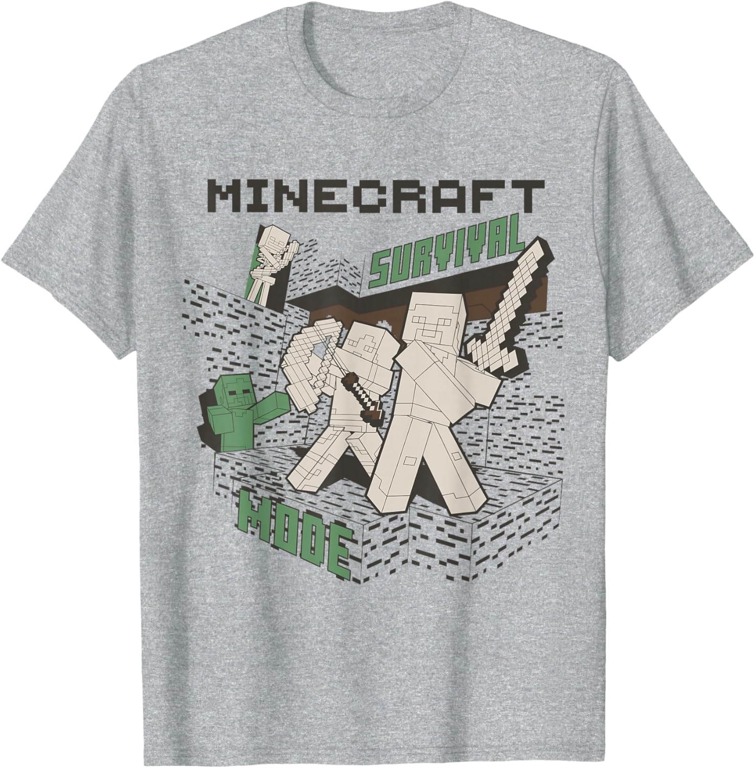 Minecraft Survival Mode Action Pose Scene T-Shirt for Gamers - 5