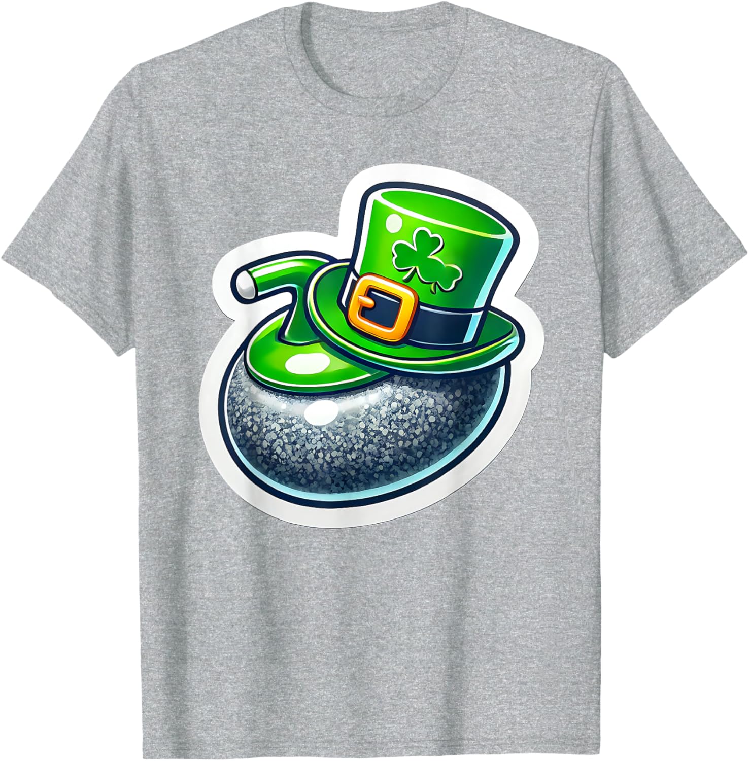 St. Patrick's Day Curling Stone Hat Irish Spirit Funny T-Shirt for Fun - 1