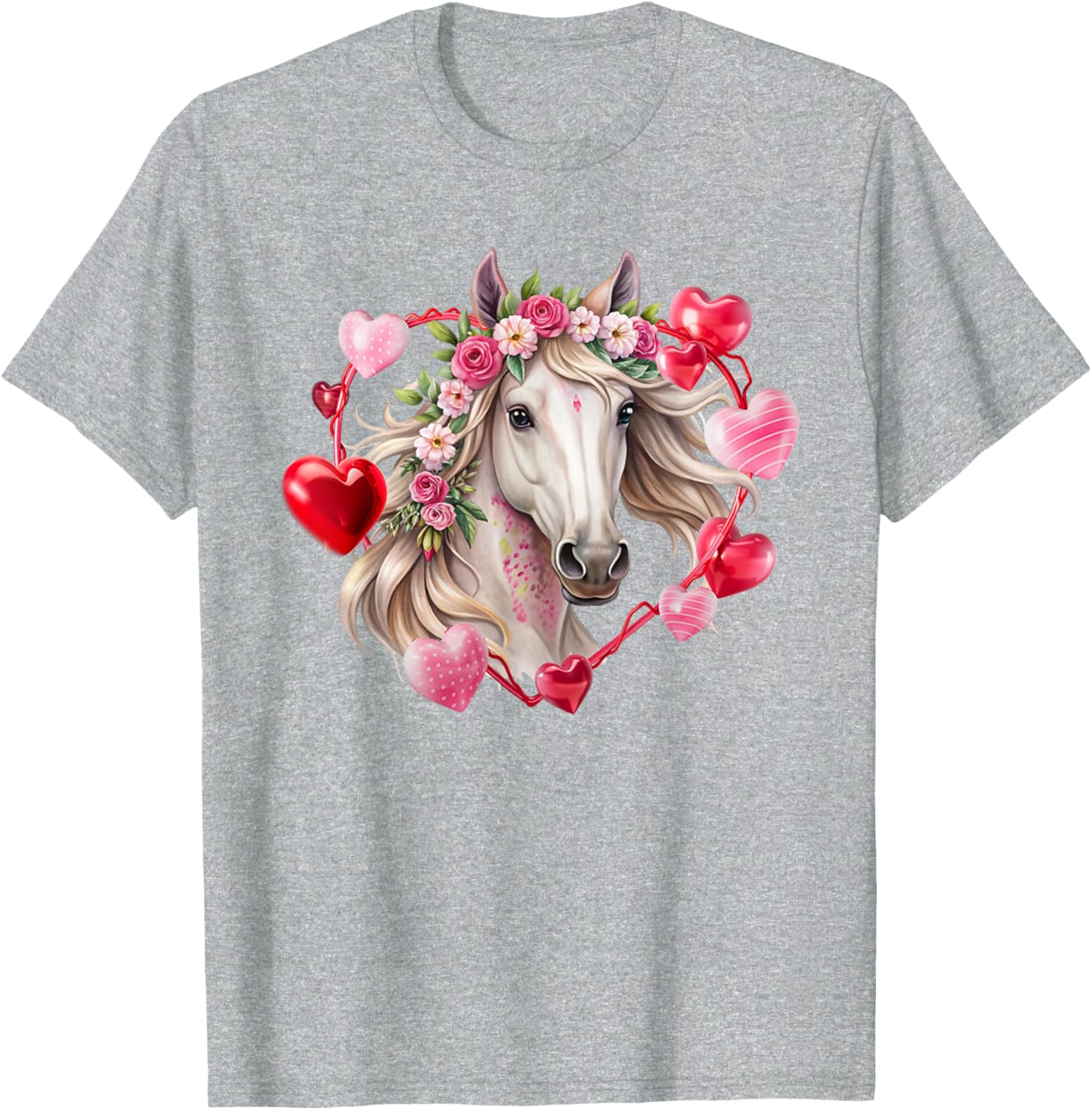 Happy Valentine's Day Equestrian T-Shirt with Horse and Hearts Design - 6