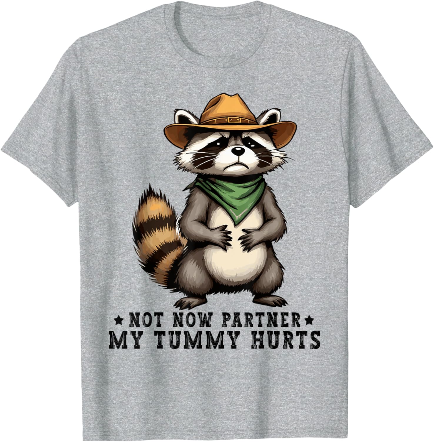 Funny Raccoon Cowboy T-Shirt for Kids My Tummy Hurts Humorous Design - 3