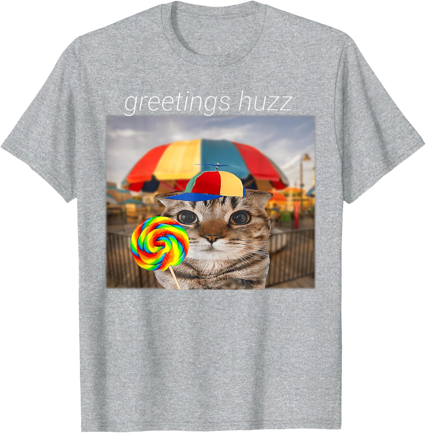 Funny Cat Huzz Meme T-Shirt for Men and Women - Cute Lollipop Design - 21