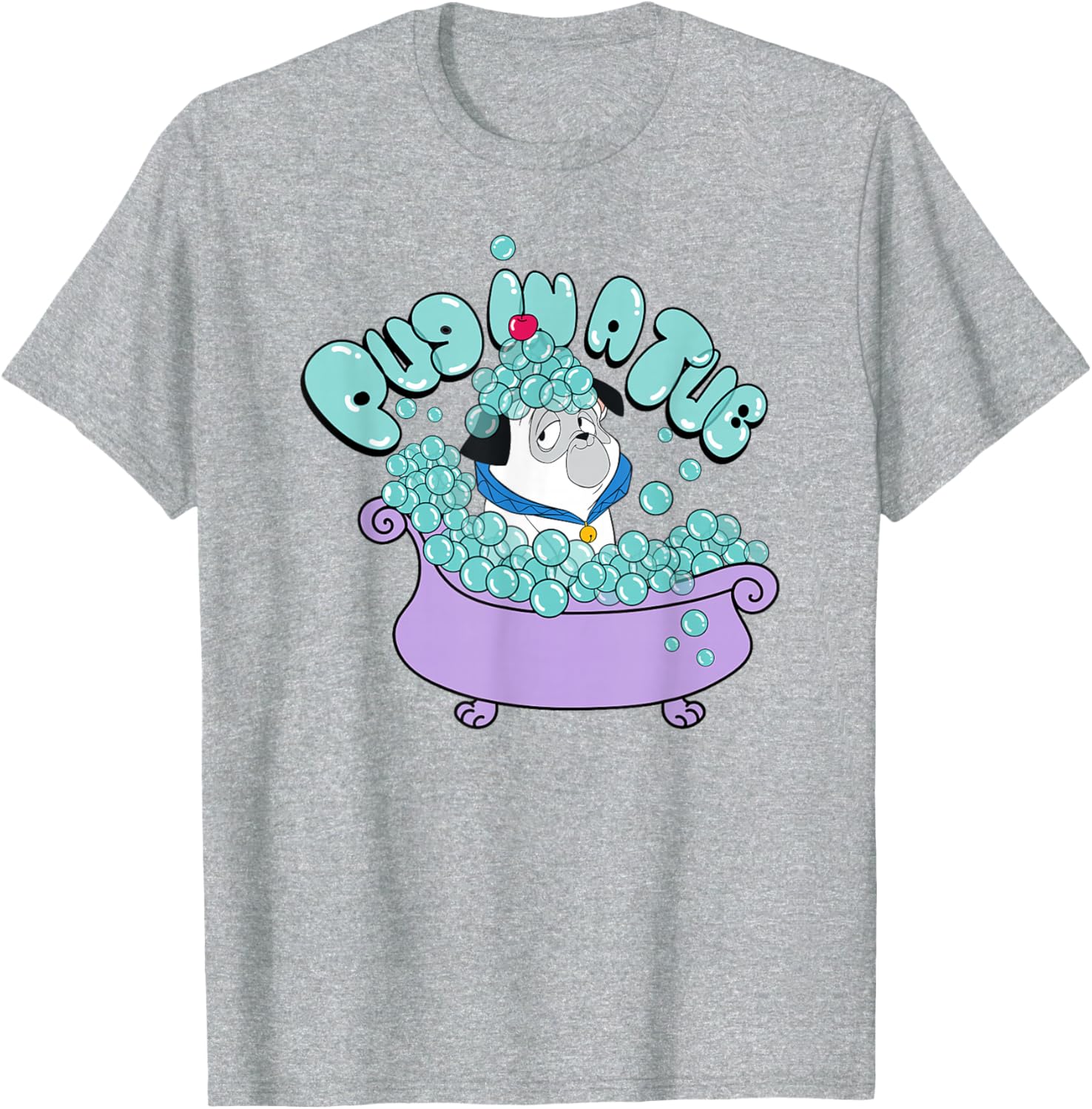 Cute Disney Pocahontas Pug in a Tub Percy Big Chest Logo T-Shirt - 8