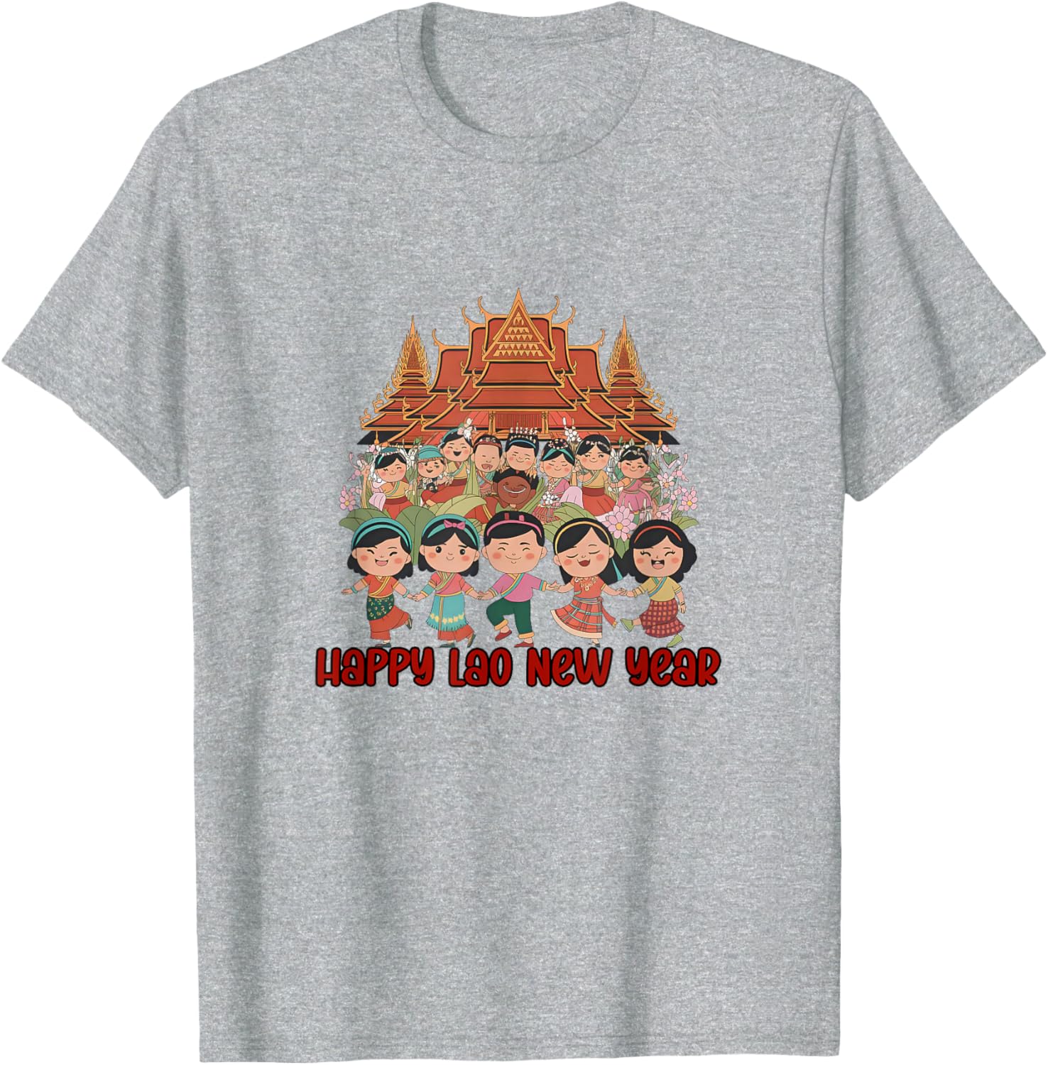 Laos Happy Lao New Year Temple T-Shirt for Celebrating Pi Mai Festival - 15