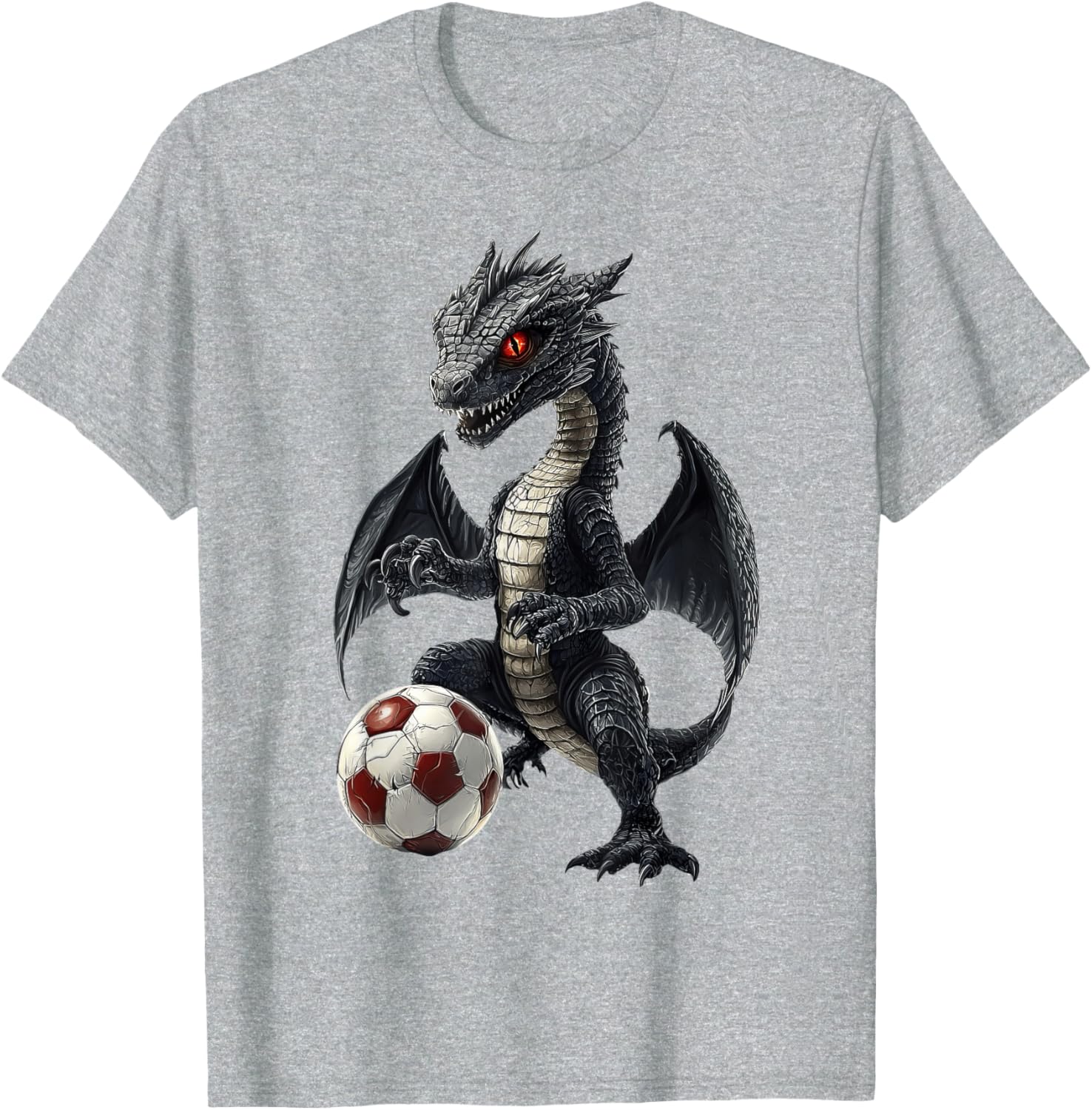 Fun Dragon Playing Soccer T-Shirt for Kids and Adults - Cute Sports Tee - 4