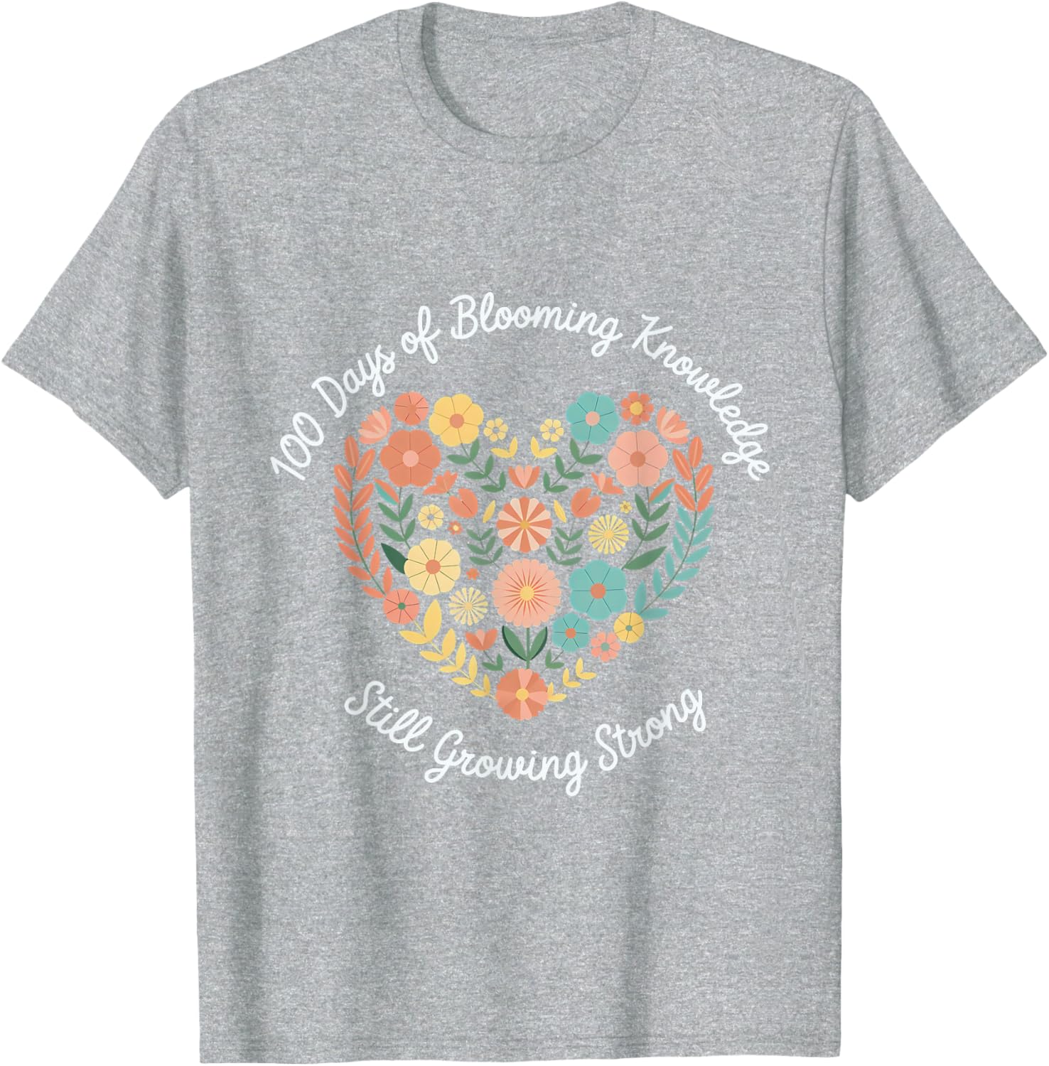 Boho Flowers 100th Day of School Teacher T-Shirt for Classroom Fun - 12
