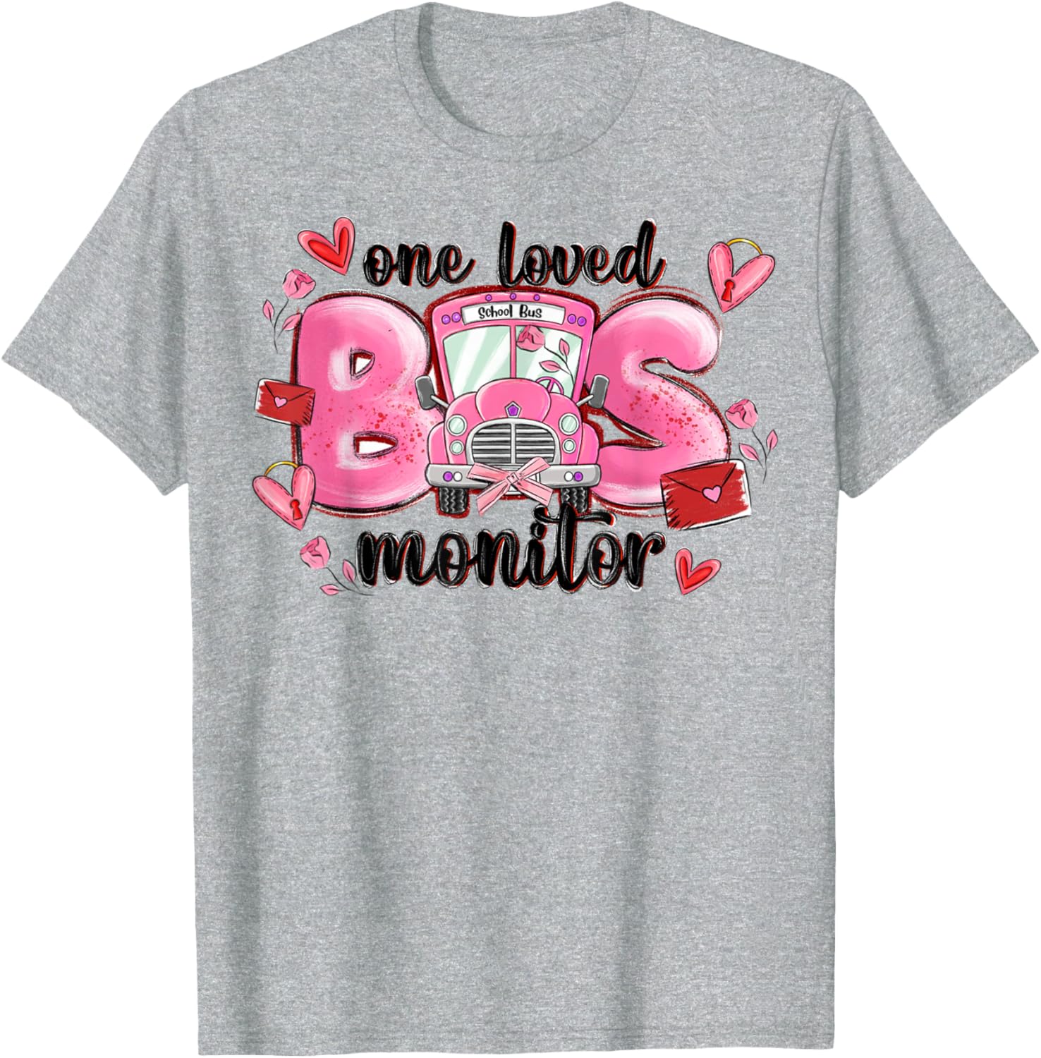 One Loved Bus Monitor Valentine's Day T-Shirt for Kids Gift - 12