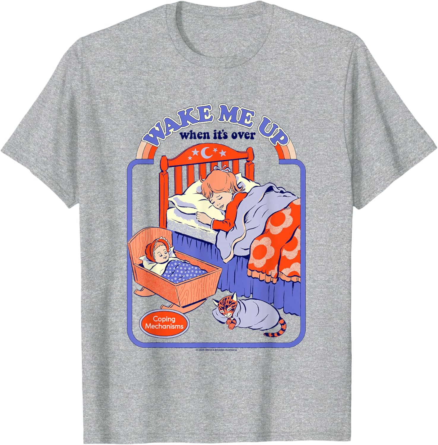 Wake Me Up Sarcastic Retro Vintage T-Shirt for Funny Adult Humor - 1
