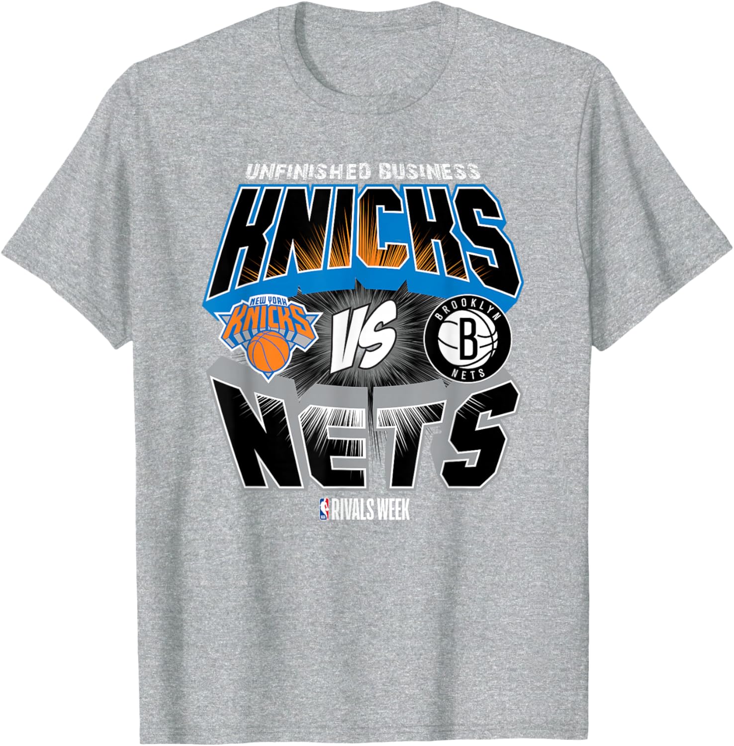 NBA Rivals T-Shirt New York Knicks vs Brooklyn Nets Fan Apparel - 1