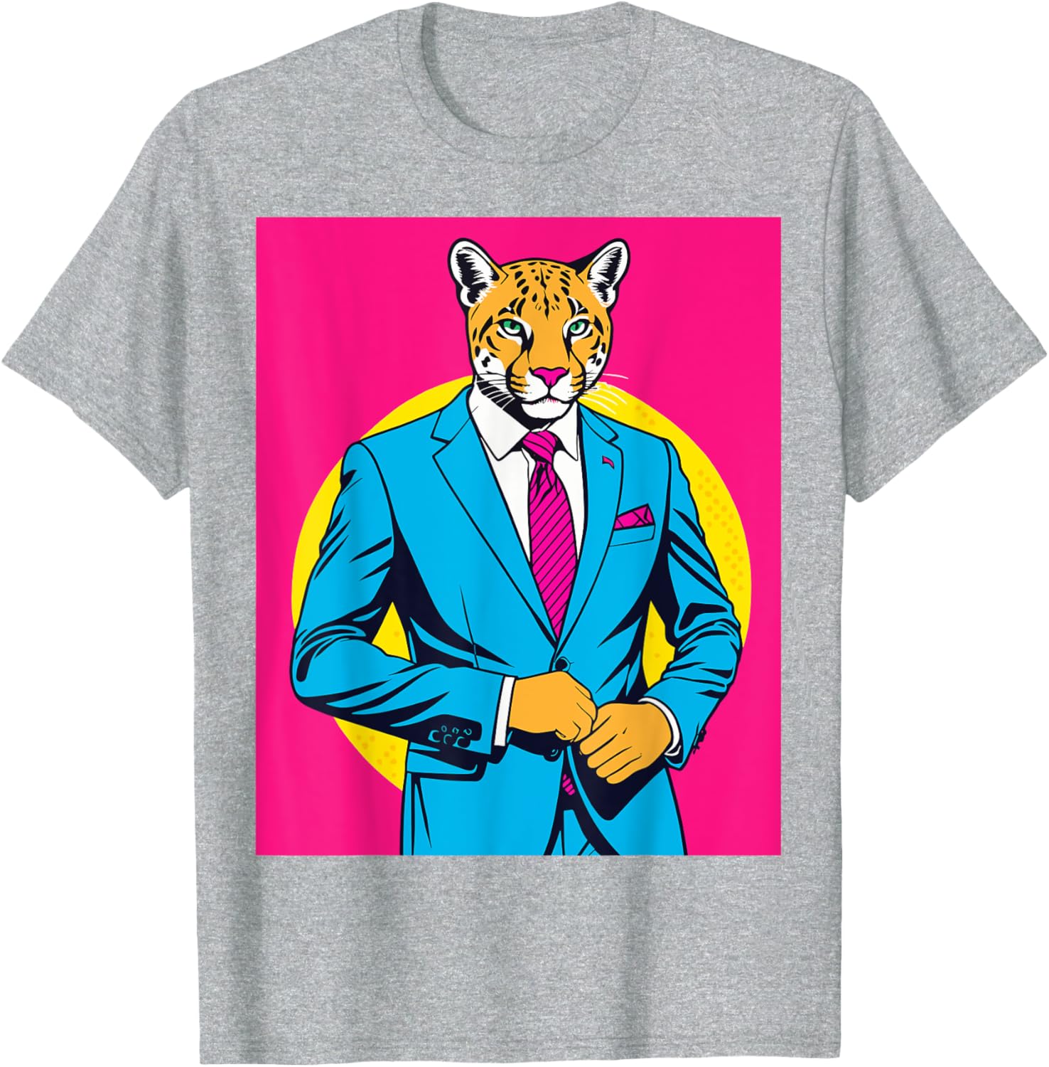 Pop Art Puma in Business Suit T-Shirt for Stylish Animal Lovers - 12