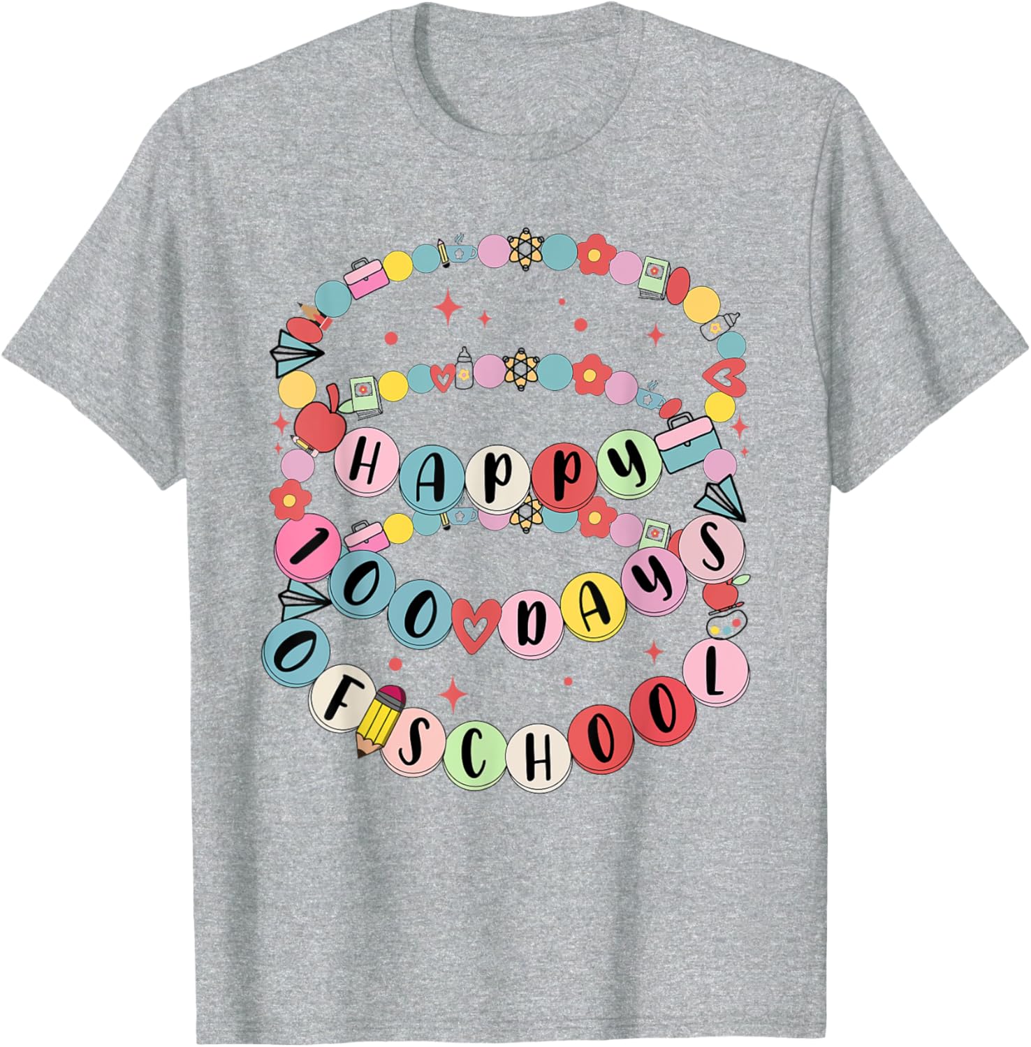 Cute Little Girl 100 Days Of School Friendship Bracelet T-Shirt - 20