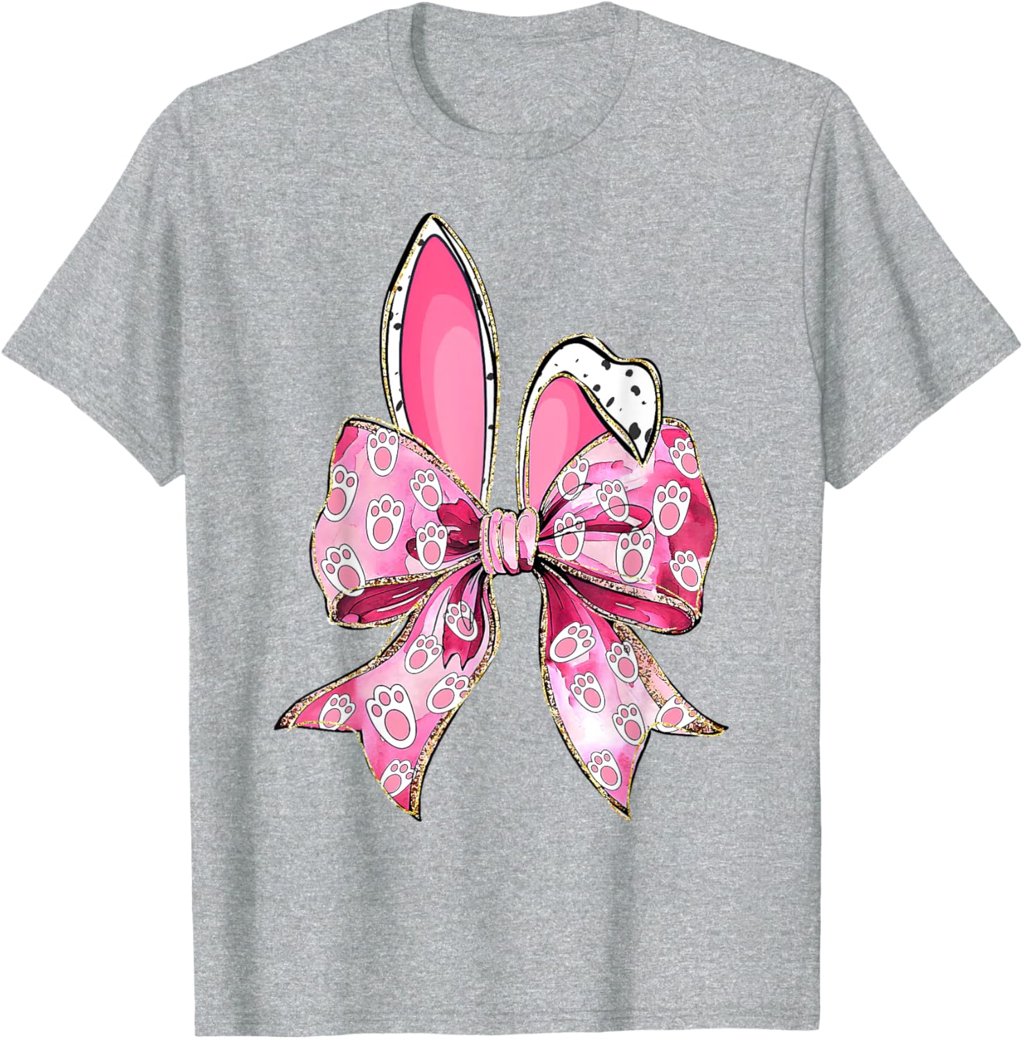 Happy Easter Bunny Coquette Bow Ears T-Shirt for Girls and Women - 8