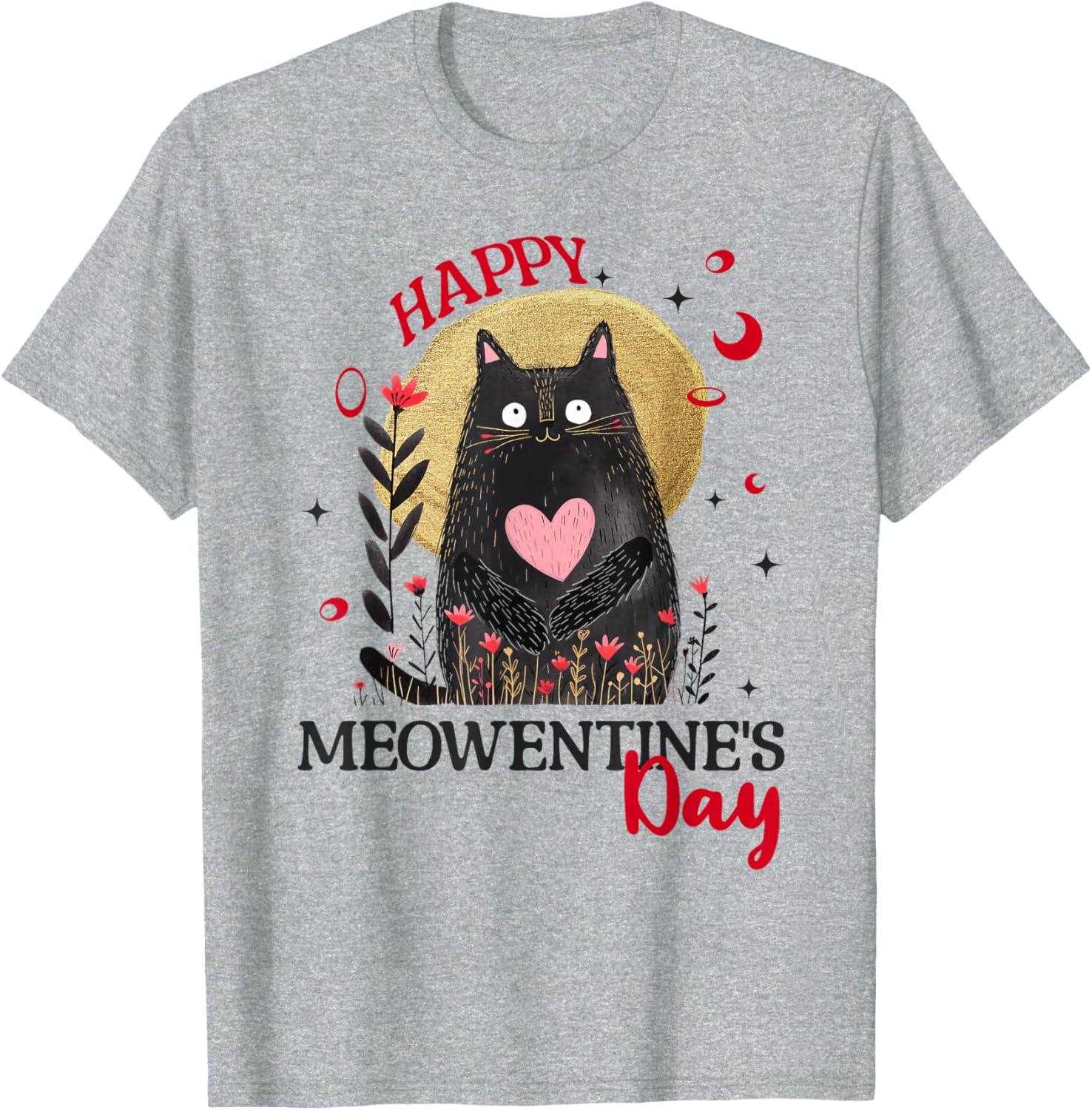 Funny Happy Meowentine's Day Cat T-Shirt for Girls and Women - 12