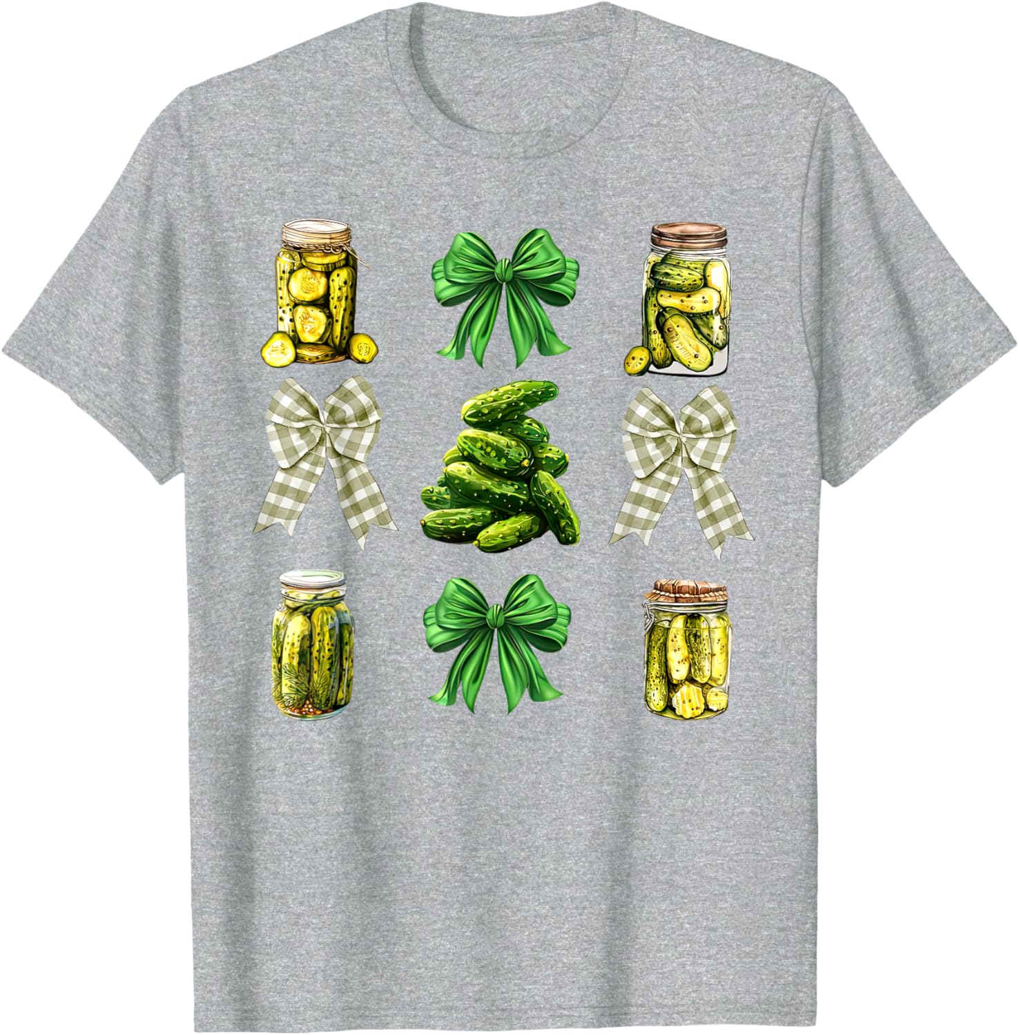 Cute Pickle Jar Coquette Bow Cucumber T-Shirt for Garden Lovers - 18