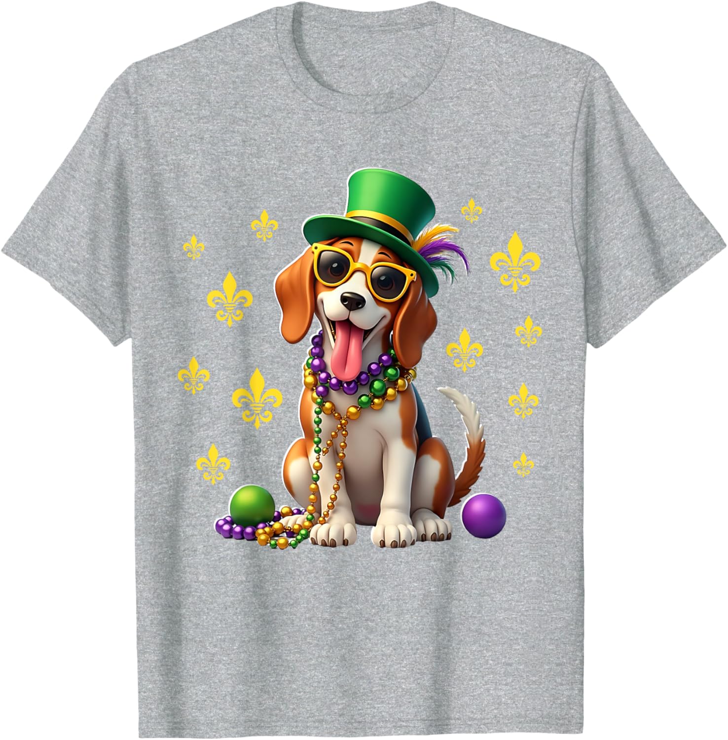 Beagle Mardi Gras Costume T-Shirt for Carnival Fun and Festivities - 20