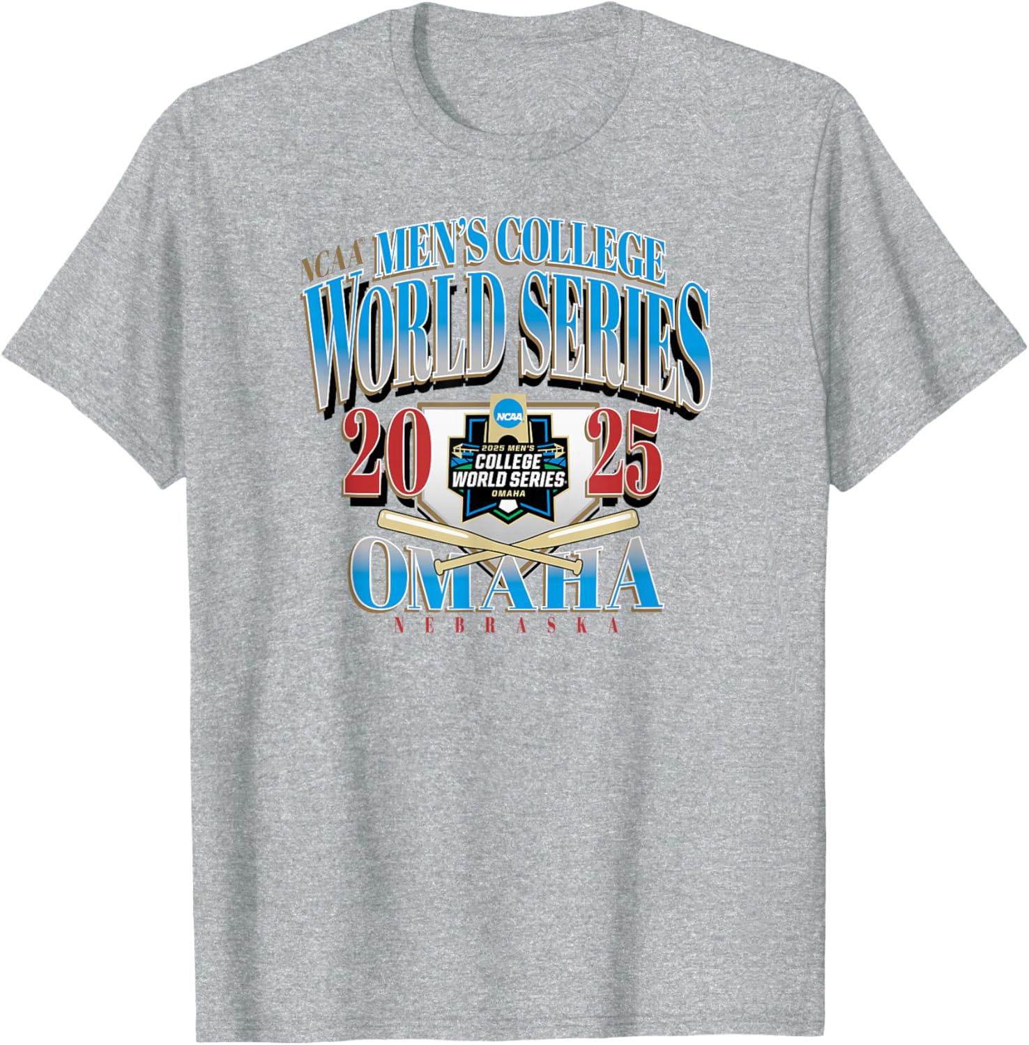 Men's Gray College World Series 2025 NCAA Baseball T-Shirt for Sports Fans - 1