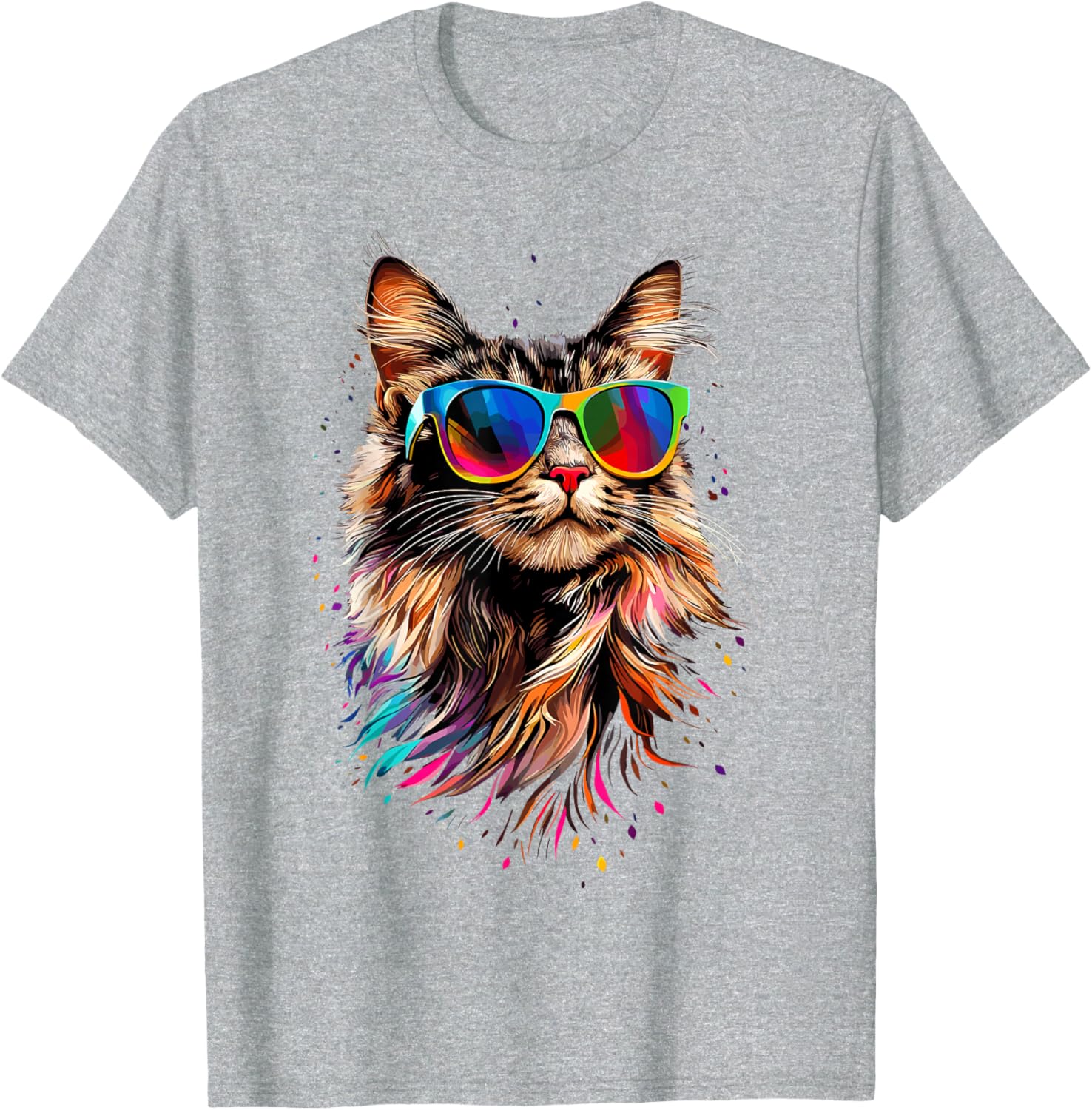 Cute Maine Coon Cat Sunglasses T-Shirt for Cat Lovers - Fun Apparel - 1