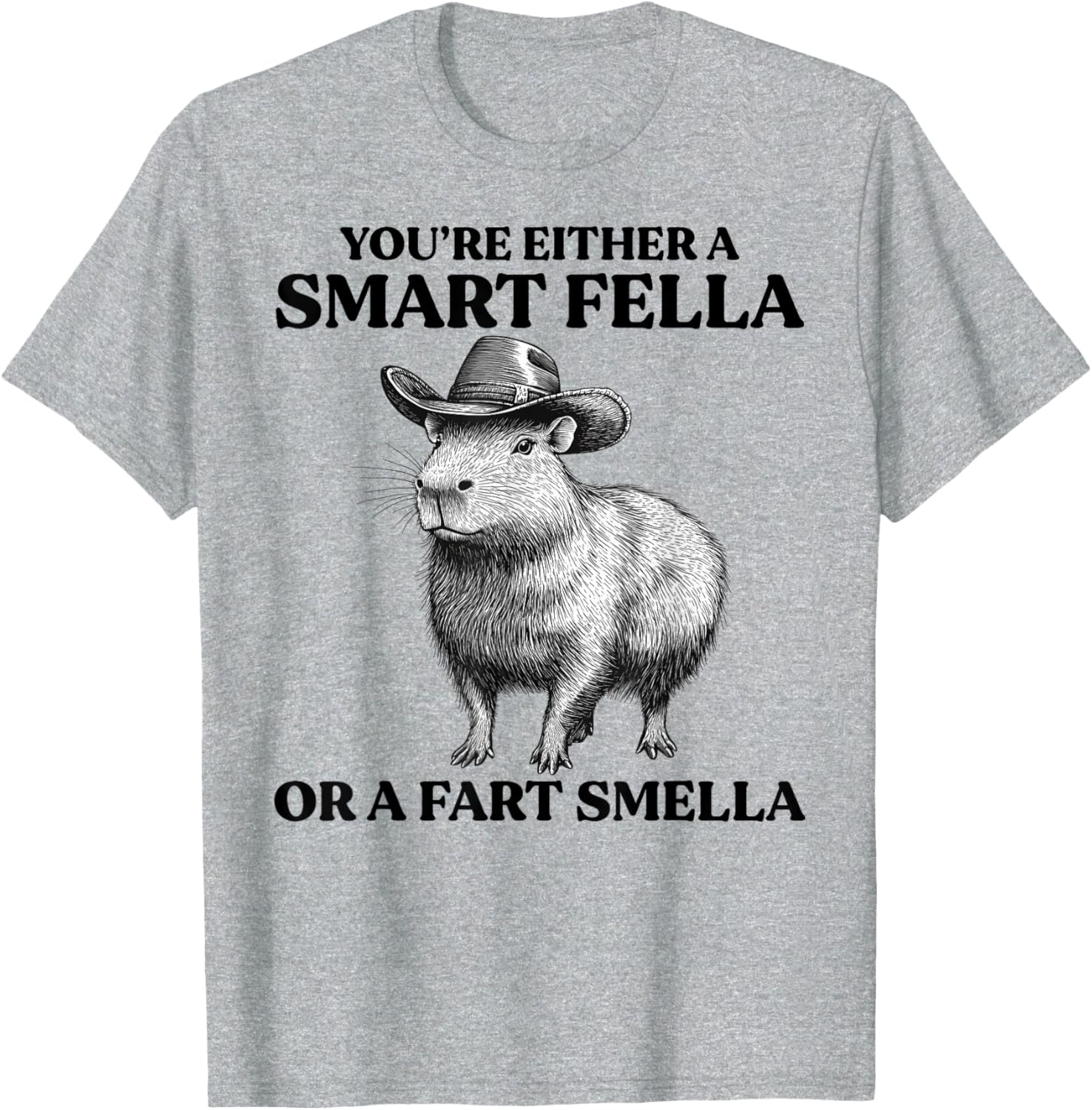 Funny Capybara T-Shirt You're Either A Smart Fella Or A Fart Smella - 11