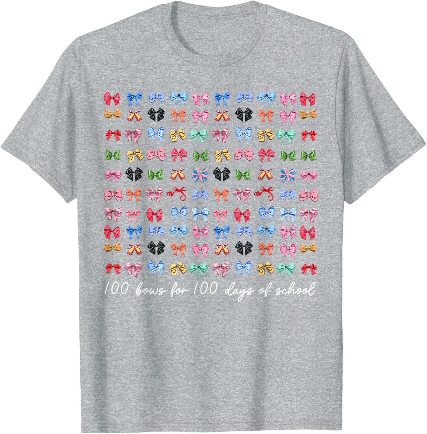 100 Bows For 100 Days Of School T-Shirt for Teachers and Kids - 10
