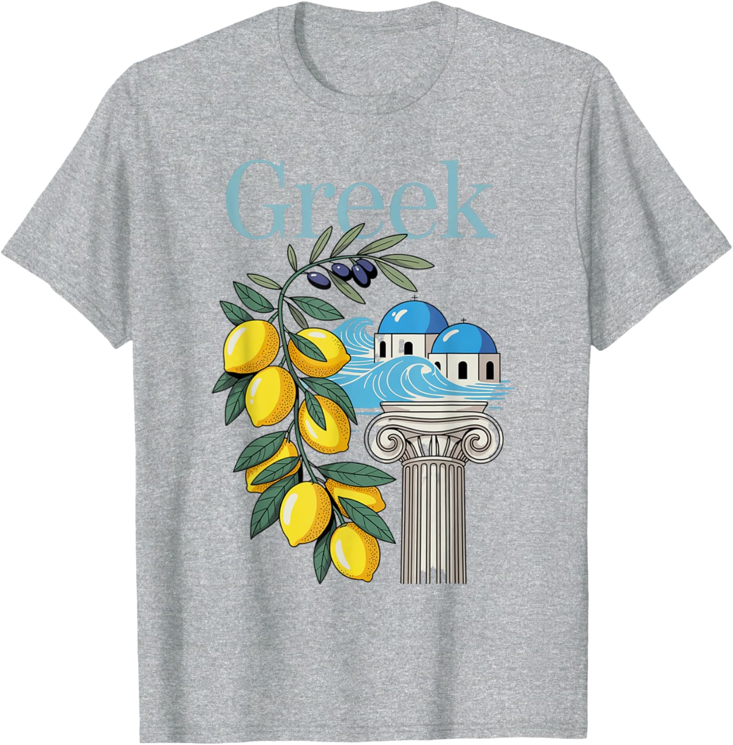 Greek Culture T-Shirt Featuring Lemons and Iconic Architecture Souvenir - 19