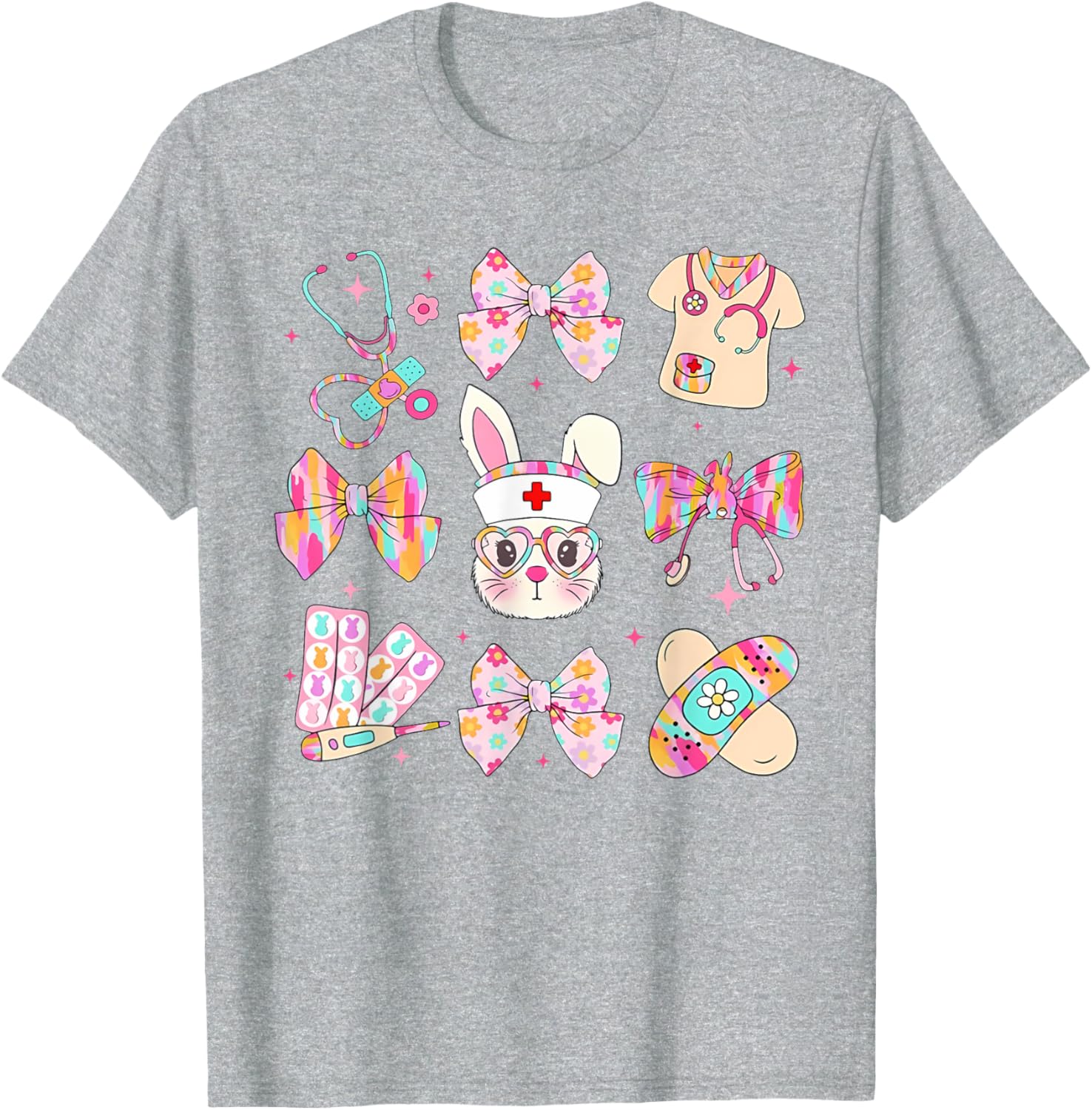 Easter Bunny T-Shirt for Nurses with Coquette Bow - Happy Easter Style - 26