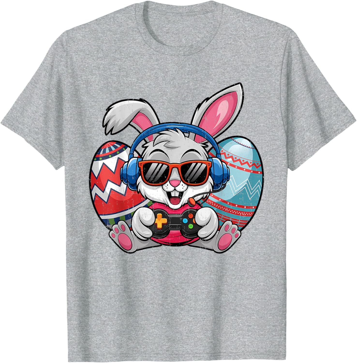 Cute Easter Bunny Playing Video Game Kids T-Shirt for Boys - 12