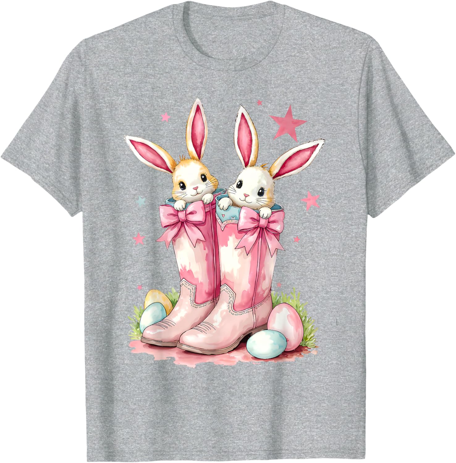 Howdy Easter Bunny Cowboy Boots T-Shirt for Women and Girls - 13