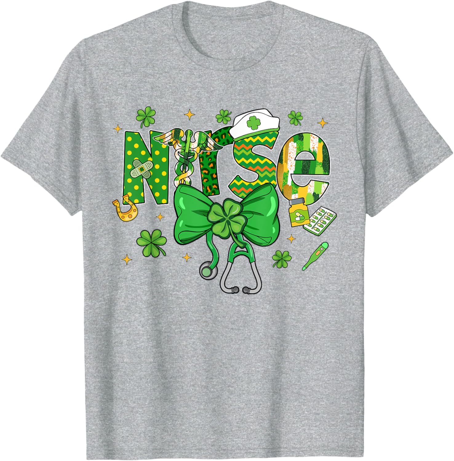 Irish Nurse Stethoscope St Patrick's Day T-Shirt for Healthcare Heroes - 6