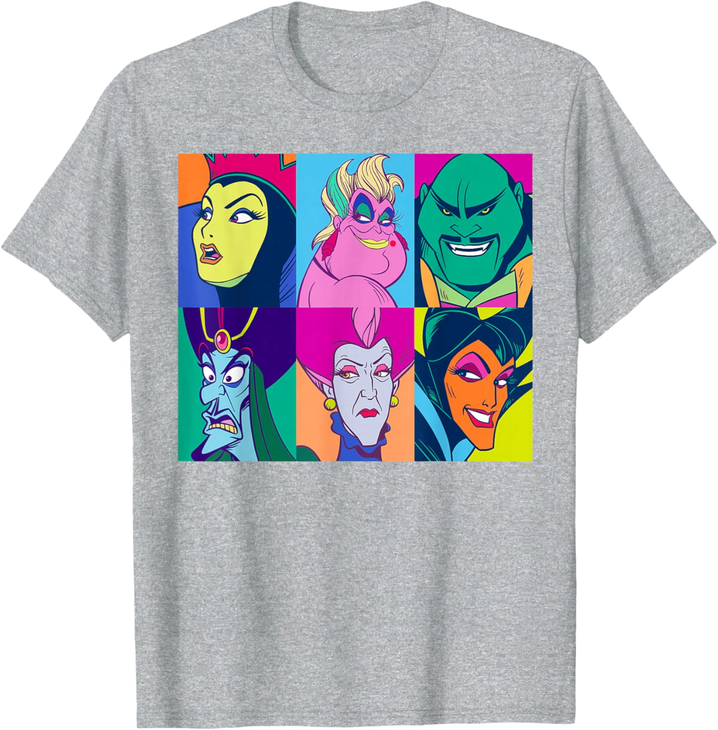 Disney Villains Retro Color Grid T-Shirt for Fans of Classic Characters - 10