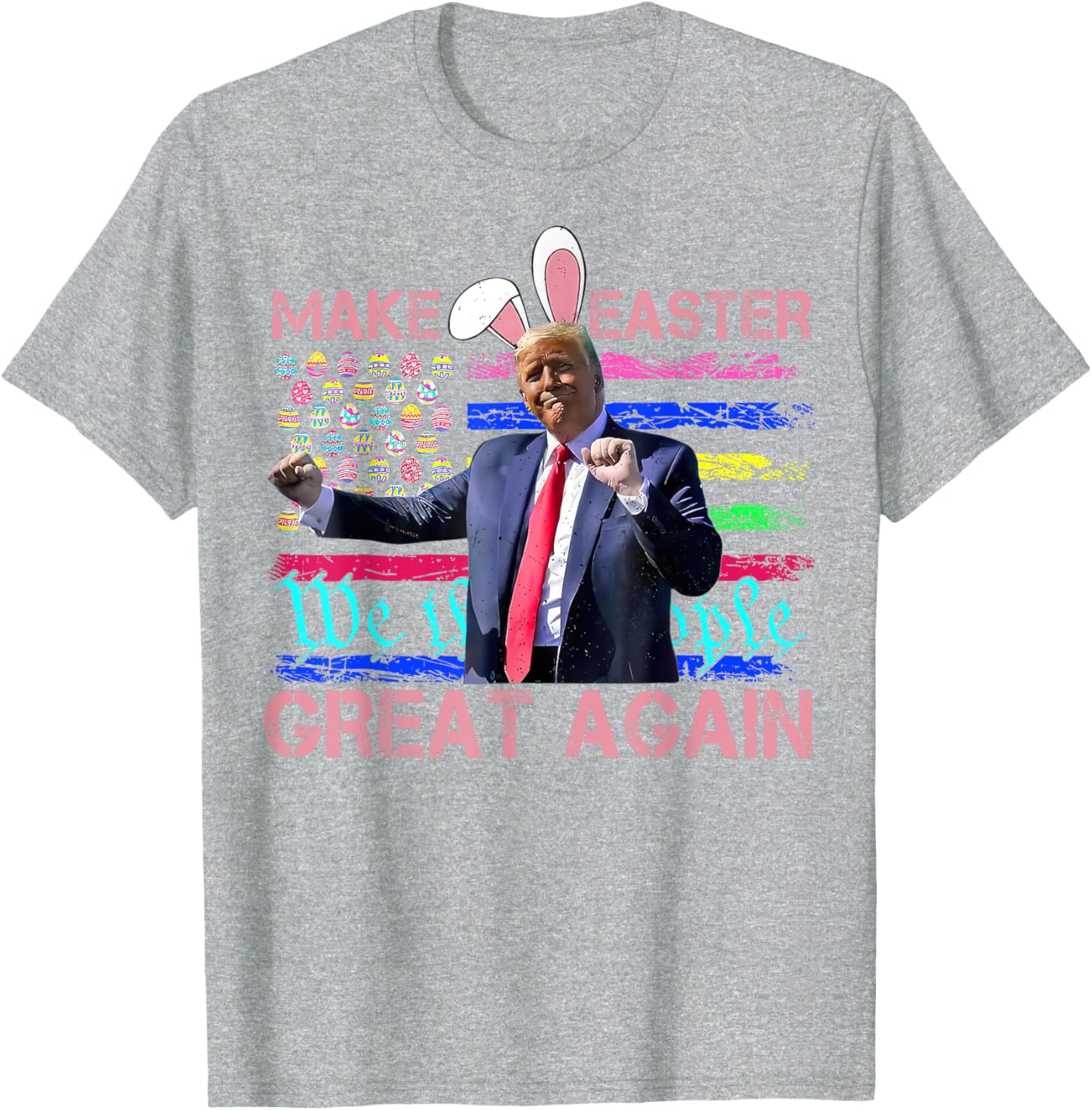 Funny Trump Dancing Easter T-Shirt with USA Flag for Holiday Fun - 10