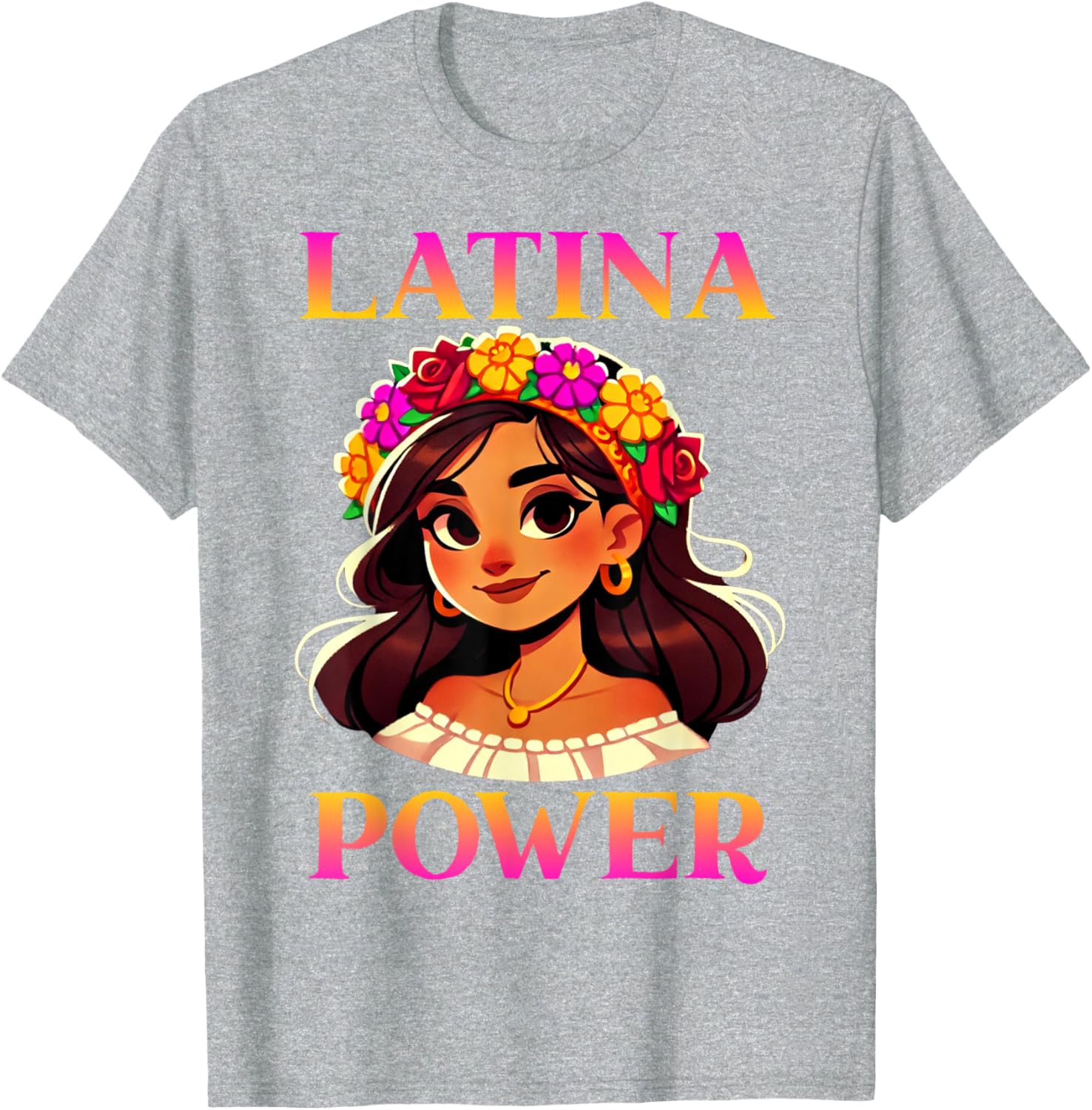 Latina Power Floral Headband T-Shirt for Proud Mexican Women - 6