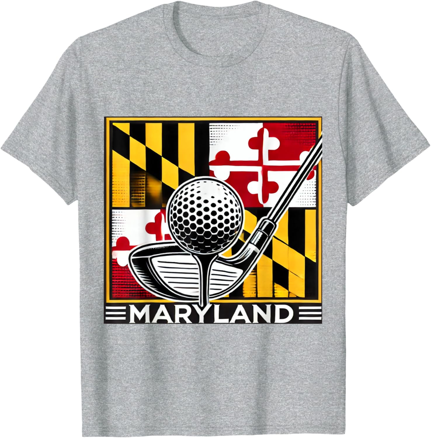 Maryland Golf Design Tee with State Flag and Club Artwork for Golf Lovers - 16