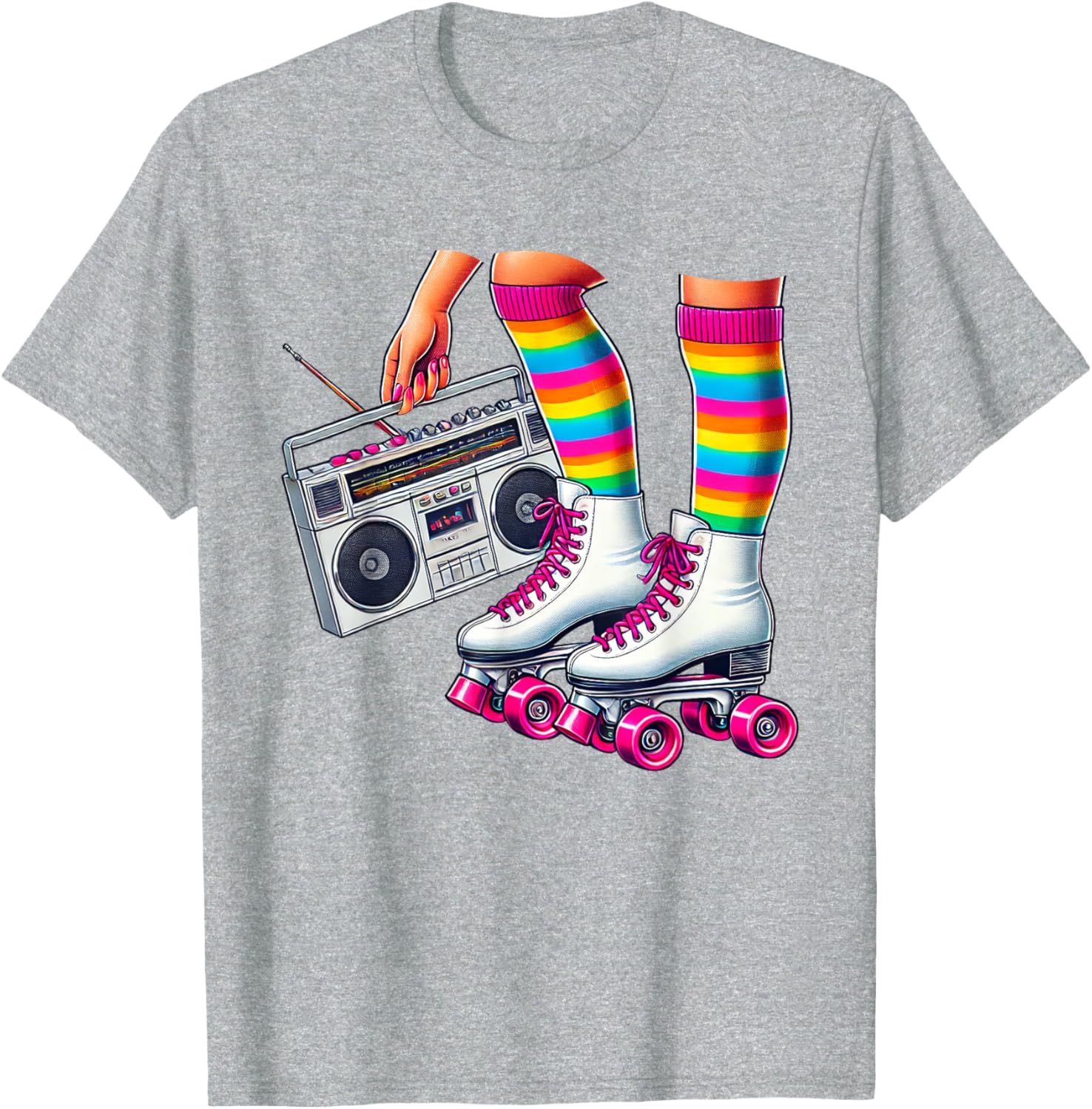 Funny 80s Roller Disco Skating Girl T-Shirt for Retro Fans - 19