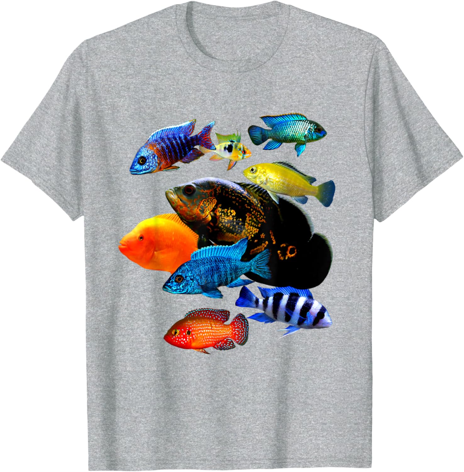 Cichlid Lover T-Shirt Frontosa Ram & Mbuna Cichlid Fish Design - 15