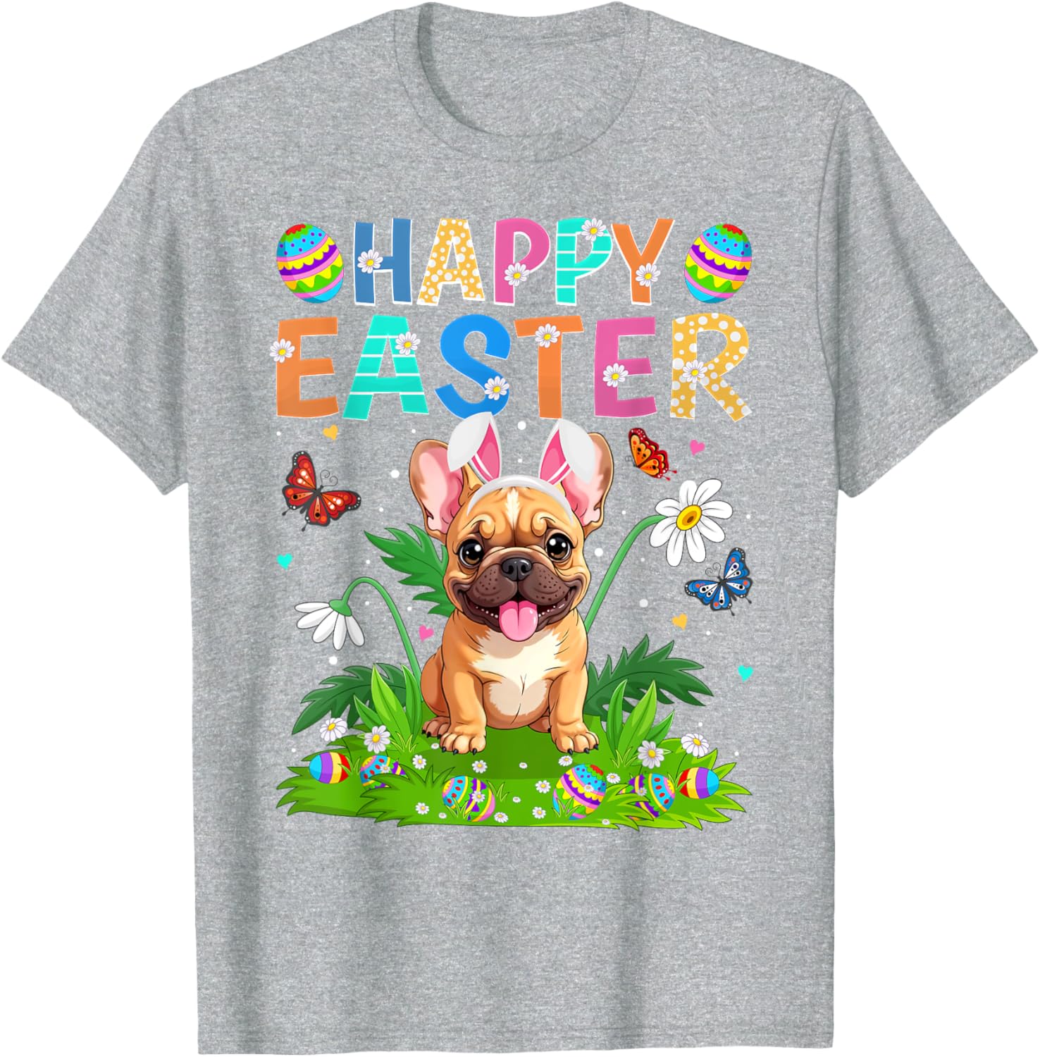 Happy Easter French Bulldog Bunny Ear Egg Hunt T-Shirt for Pet Lovers - 20
