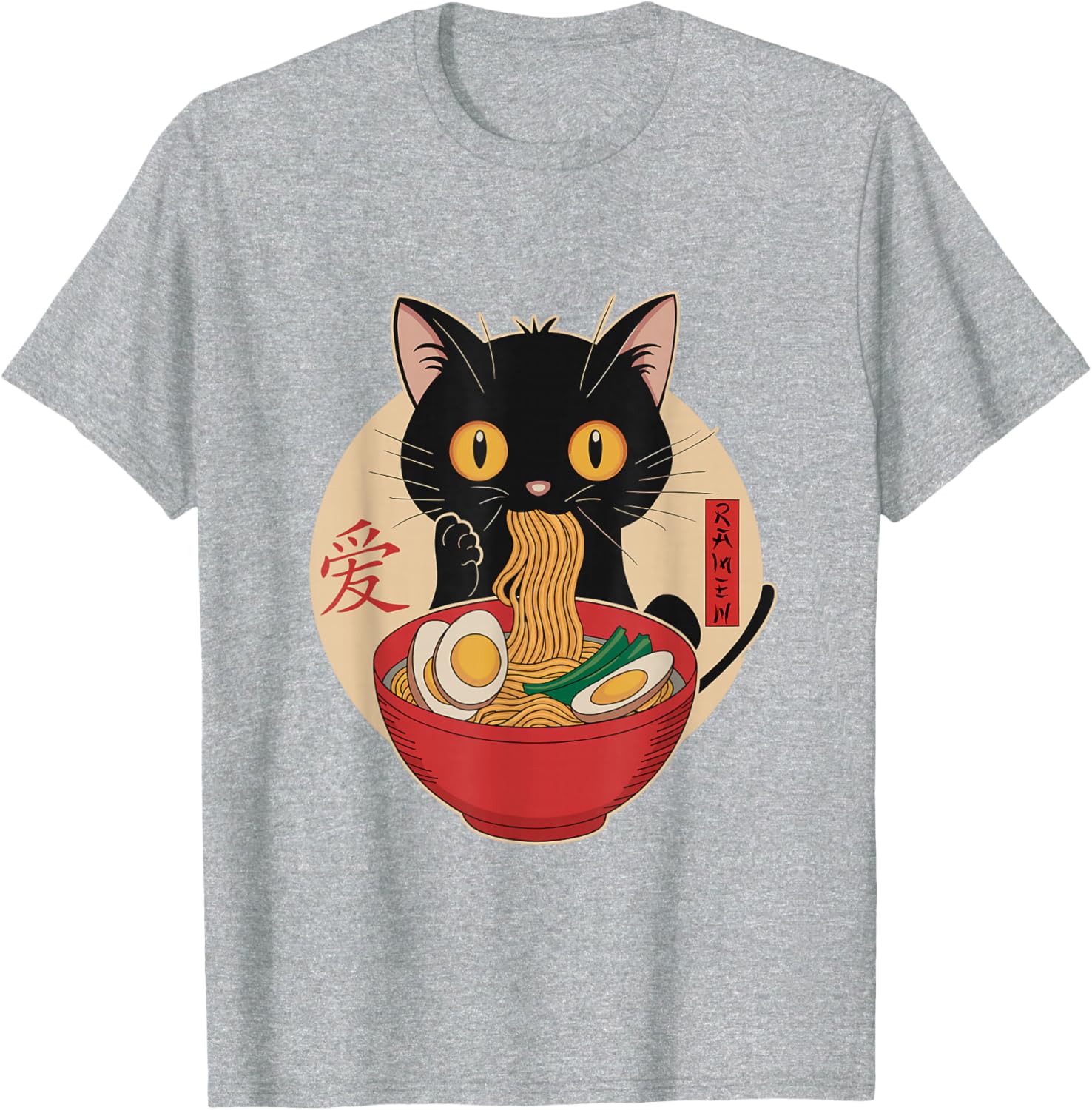 Cute Cat Eating Ramen Noodles Kawaii Anime T-Shirt for Cat Lovers - 16