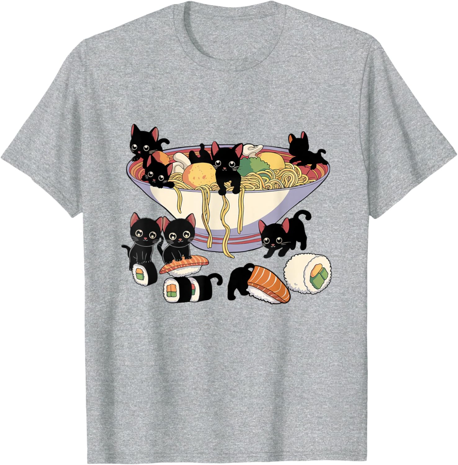 Cute Cat Ramen Sushi T-Shirt for Anime Lovers and Cat Enthusiasts - 22