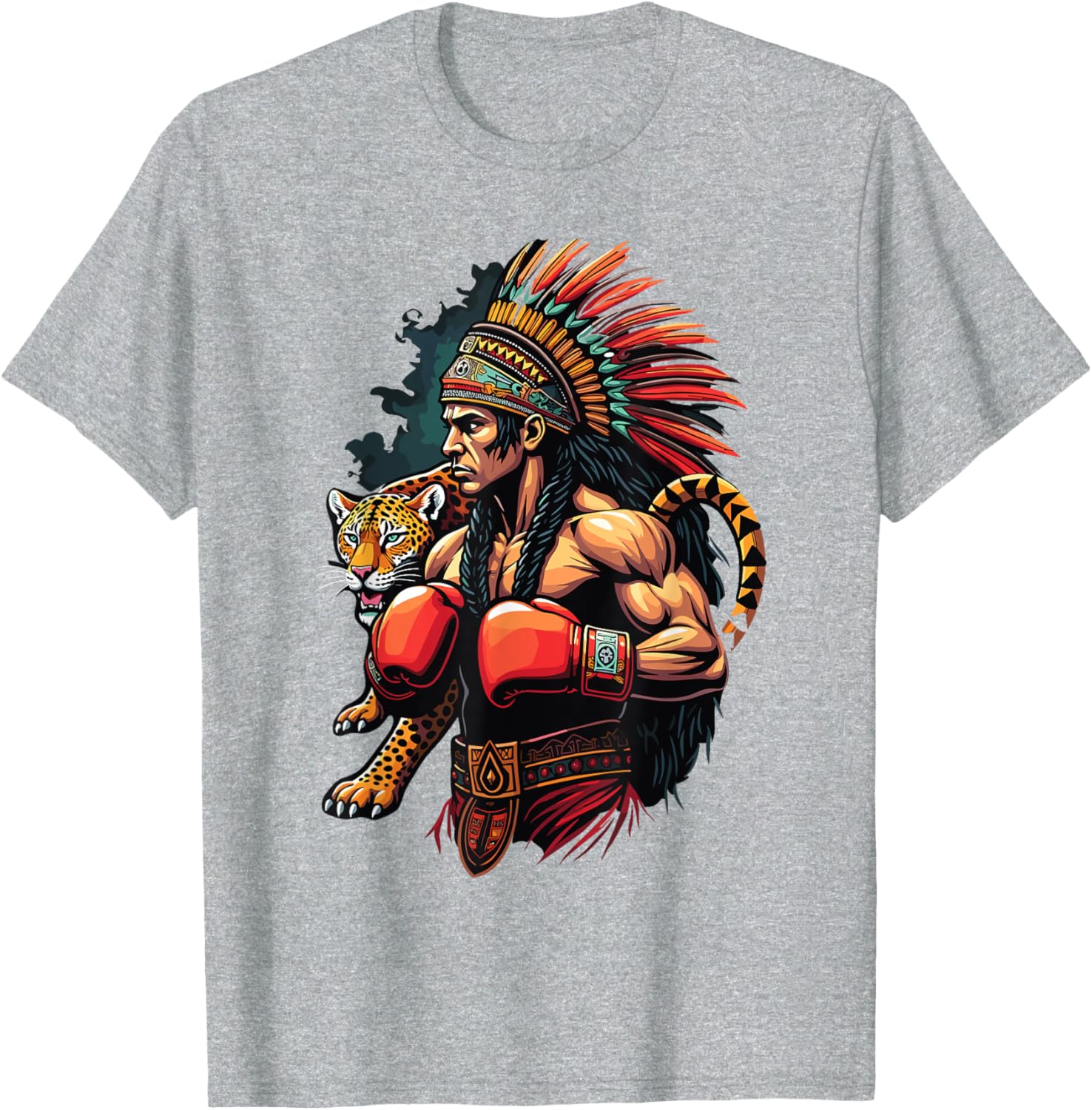 Inca Warrior Jaguar Spirit T-Shirt for Mexican Boxing Fans - 14