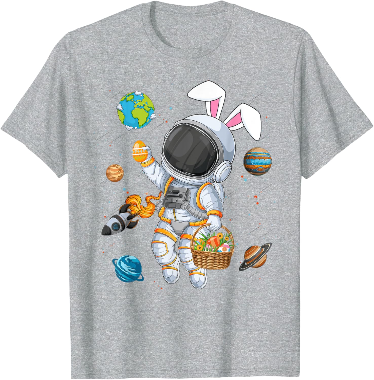 Funny Astronaut Bunny Ears Easter T-Shirt for Boys and Kids - 23