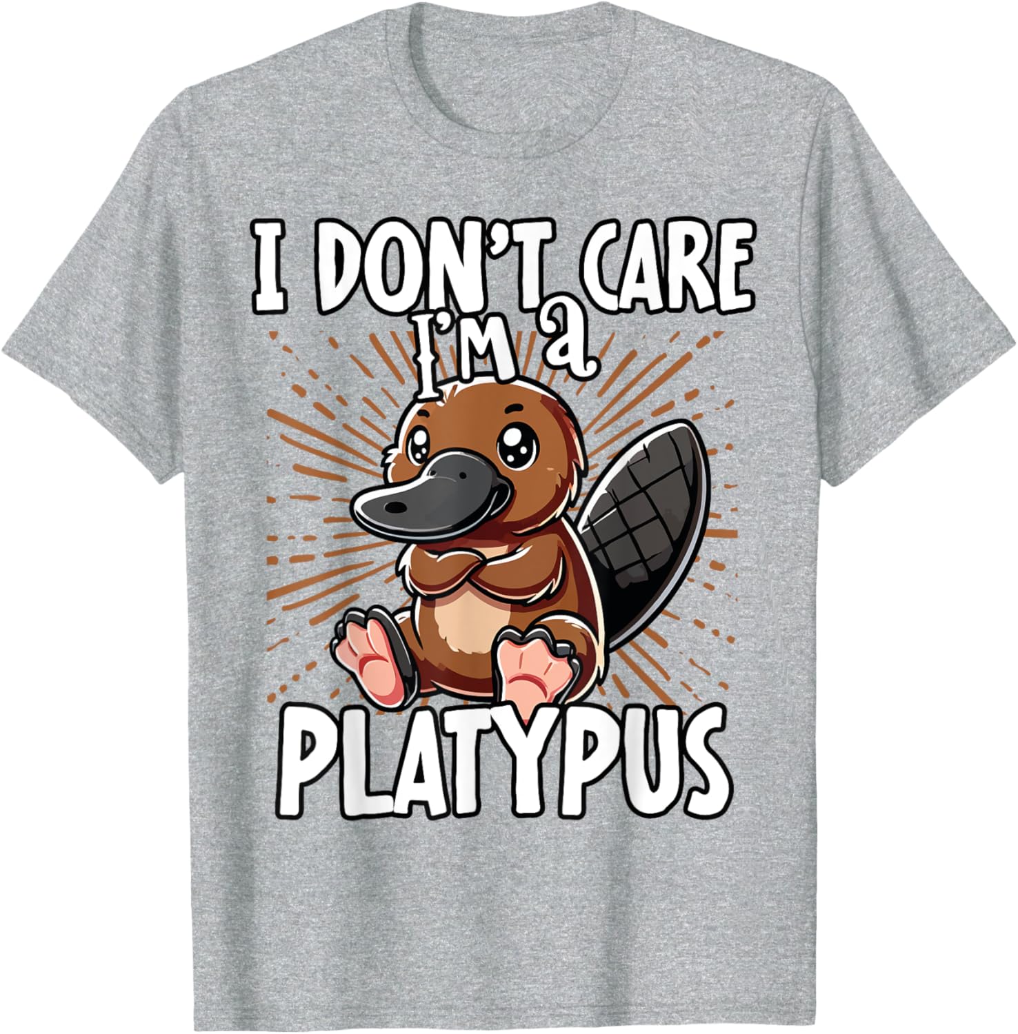 Cute Platypus T-Shirt I Don't Care Fun Animal Apparel for All Ages - 15