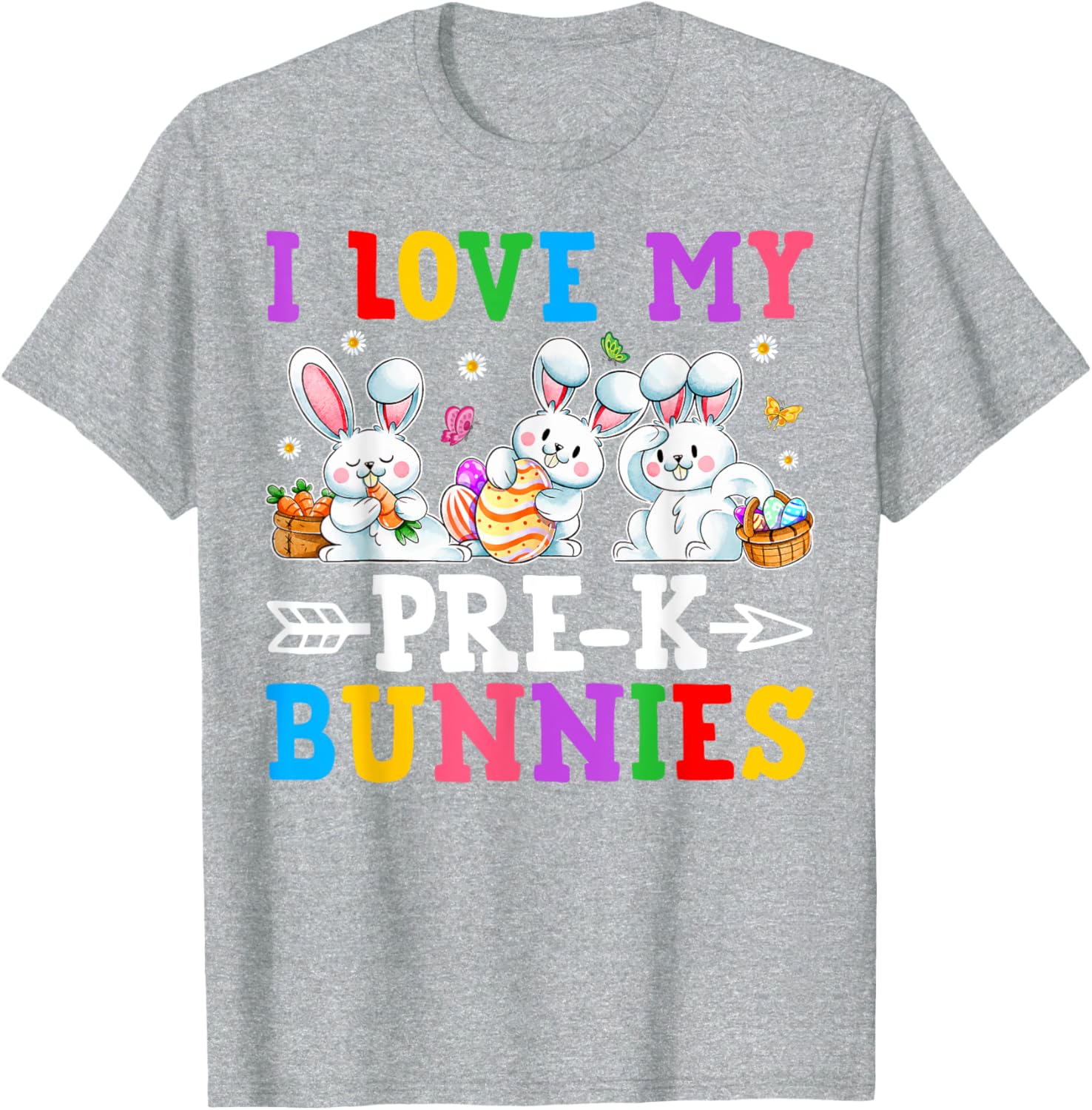 Funny I Love My Pre-K Bunnies T-Shirt for Preschool Teachers Easter Fun - 13