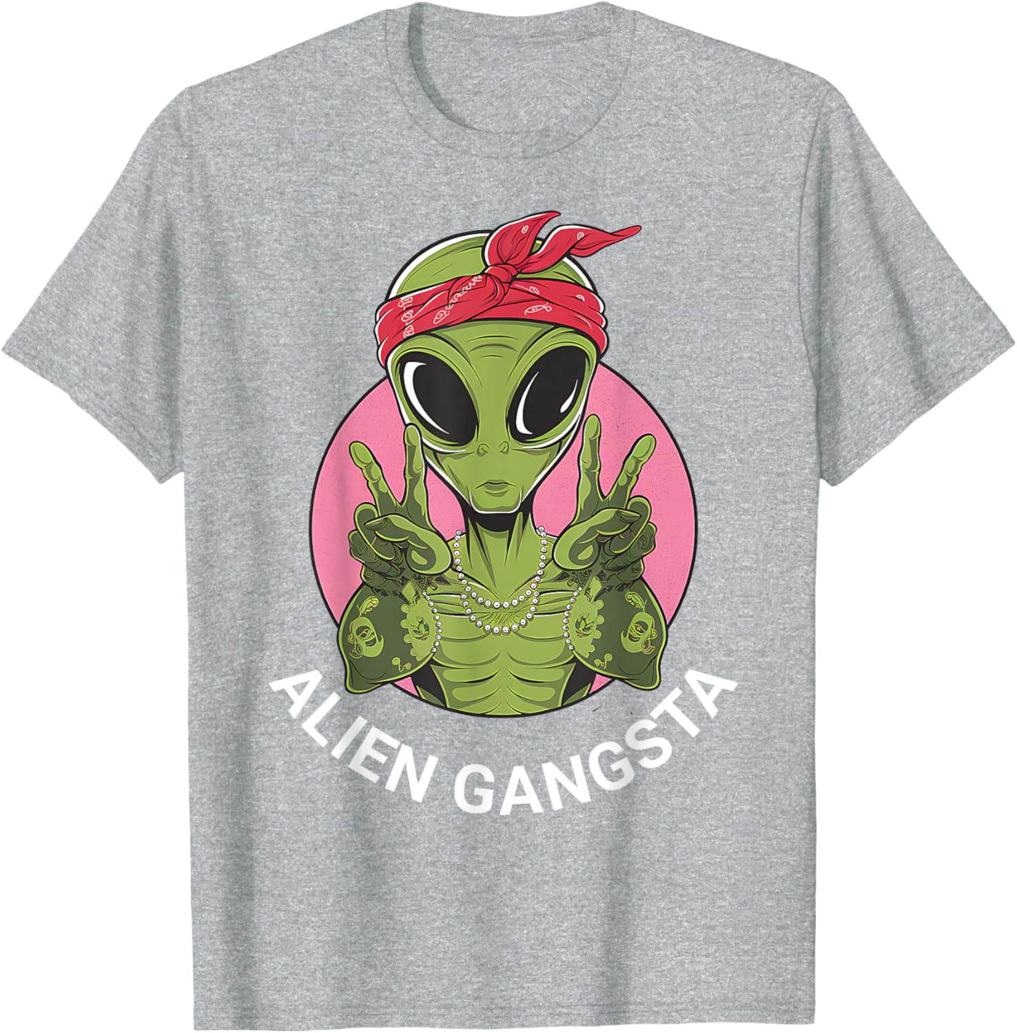 Funny Alien Gangsta T-Shirt for UFO Lovers - Men, Women, Kids Apparel - 6
