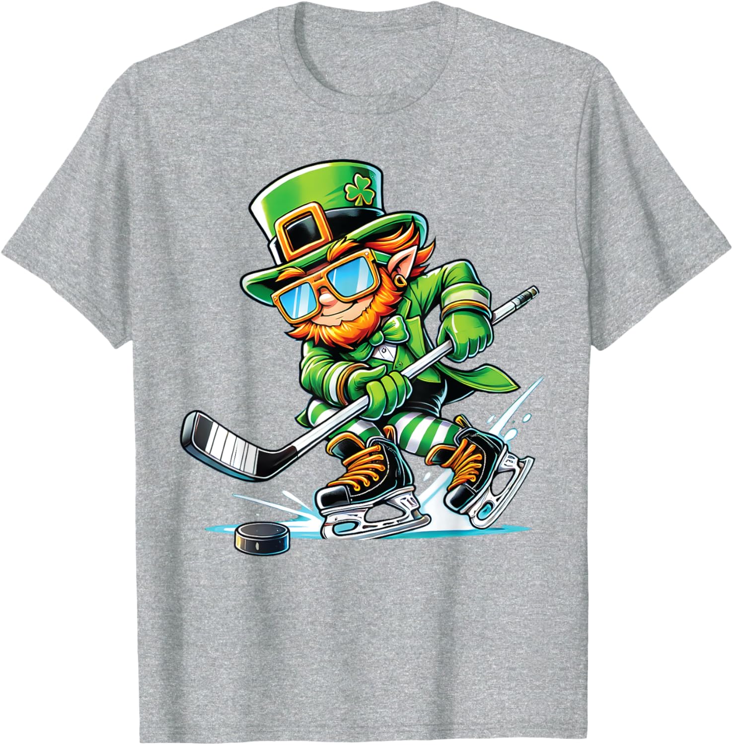 Leprechaun Ice Hockey T-Shirt Perfect for St Patrick's Day Fun - 3