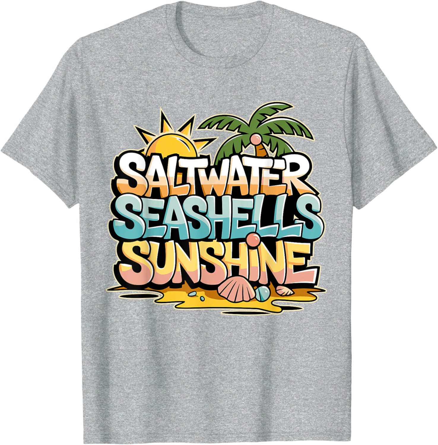 Funny Beach T-Shirt with Saltwater Seashells for Cruise Gifts - 4