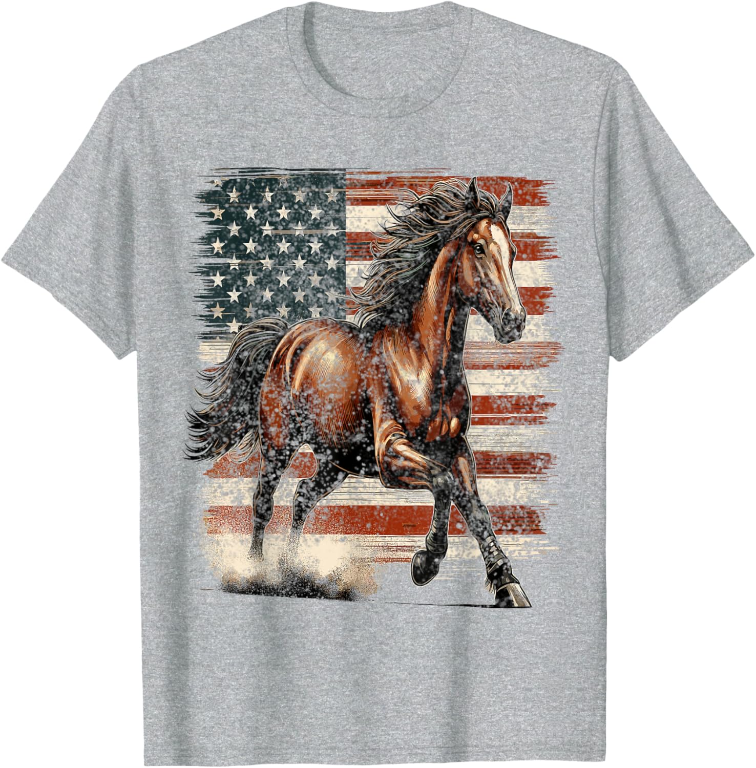 Patriotic Horse American Flag T-Shirt Perfect for 4th of July Celebrations - 12
