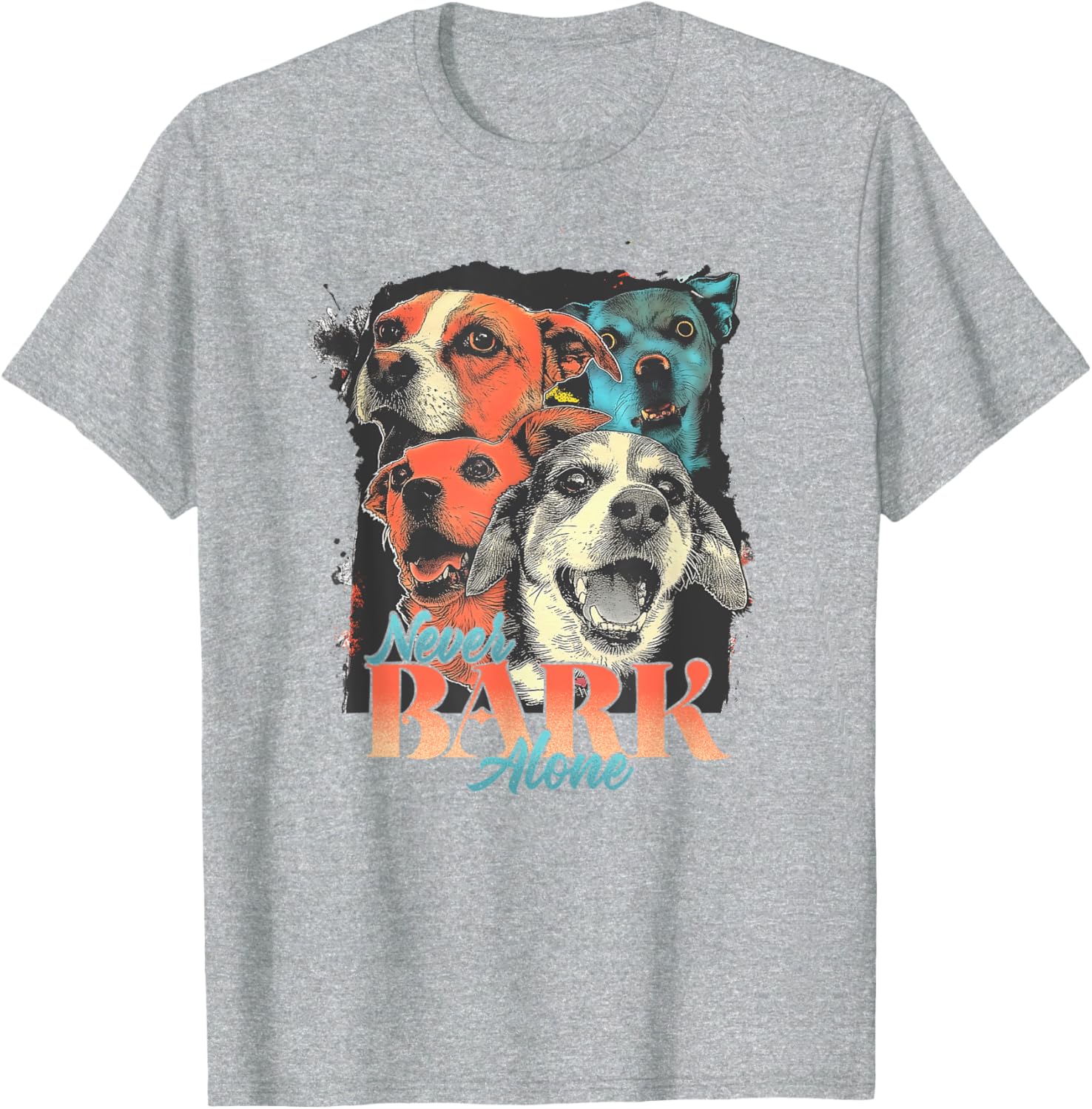 Funny Retro Beagle Graphic T-Shirt - Never Bark Alone Dog Lover Gift - 1