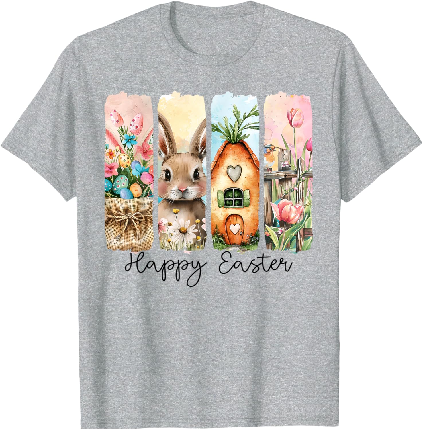 Retro Bunny Easter T-Shirt with Floral Eggs for Spring Celebrations - 3