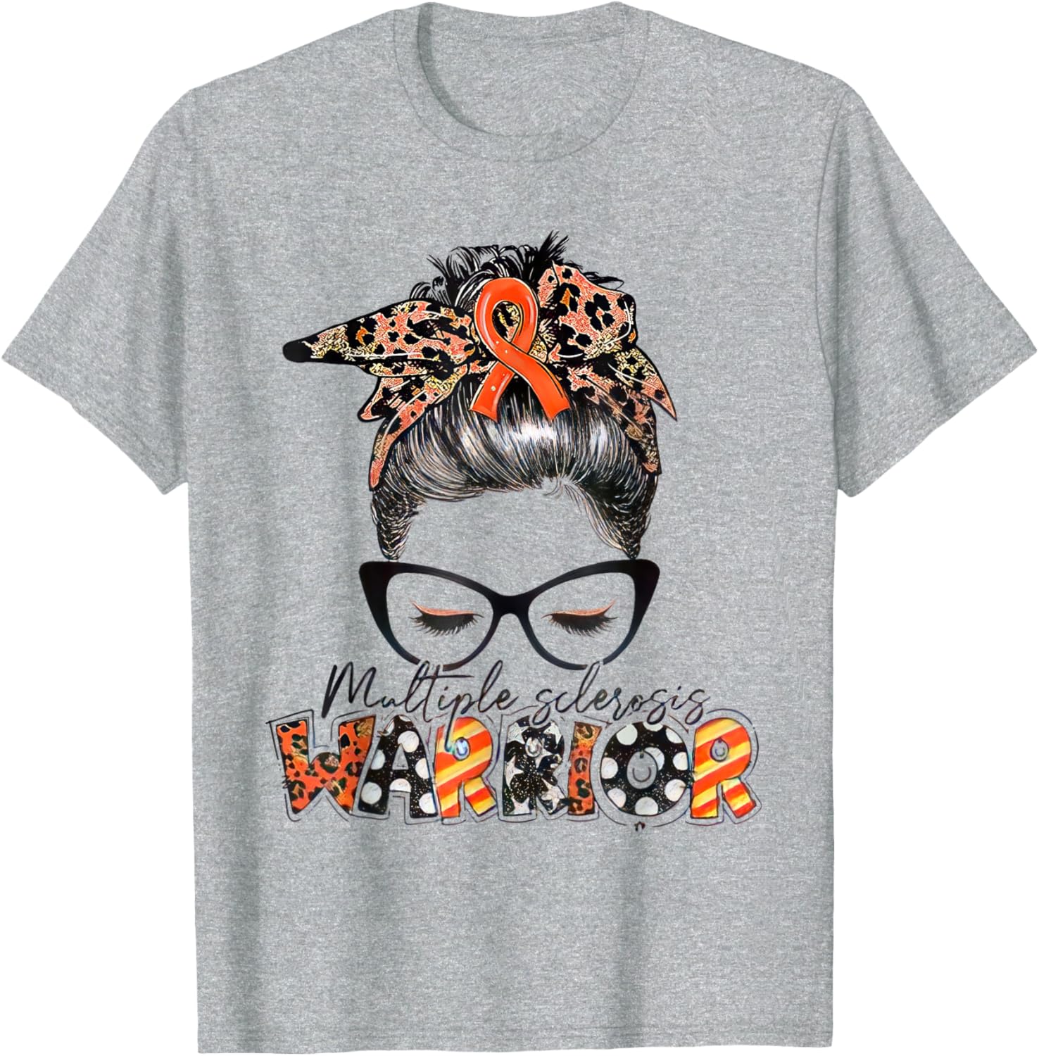 Multiple Sclerosis Warrior Messy Bun T-Shirt - MS Awareness Apparel - 8