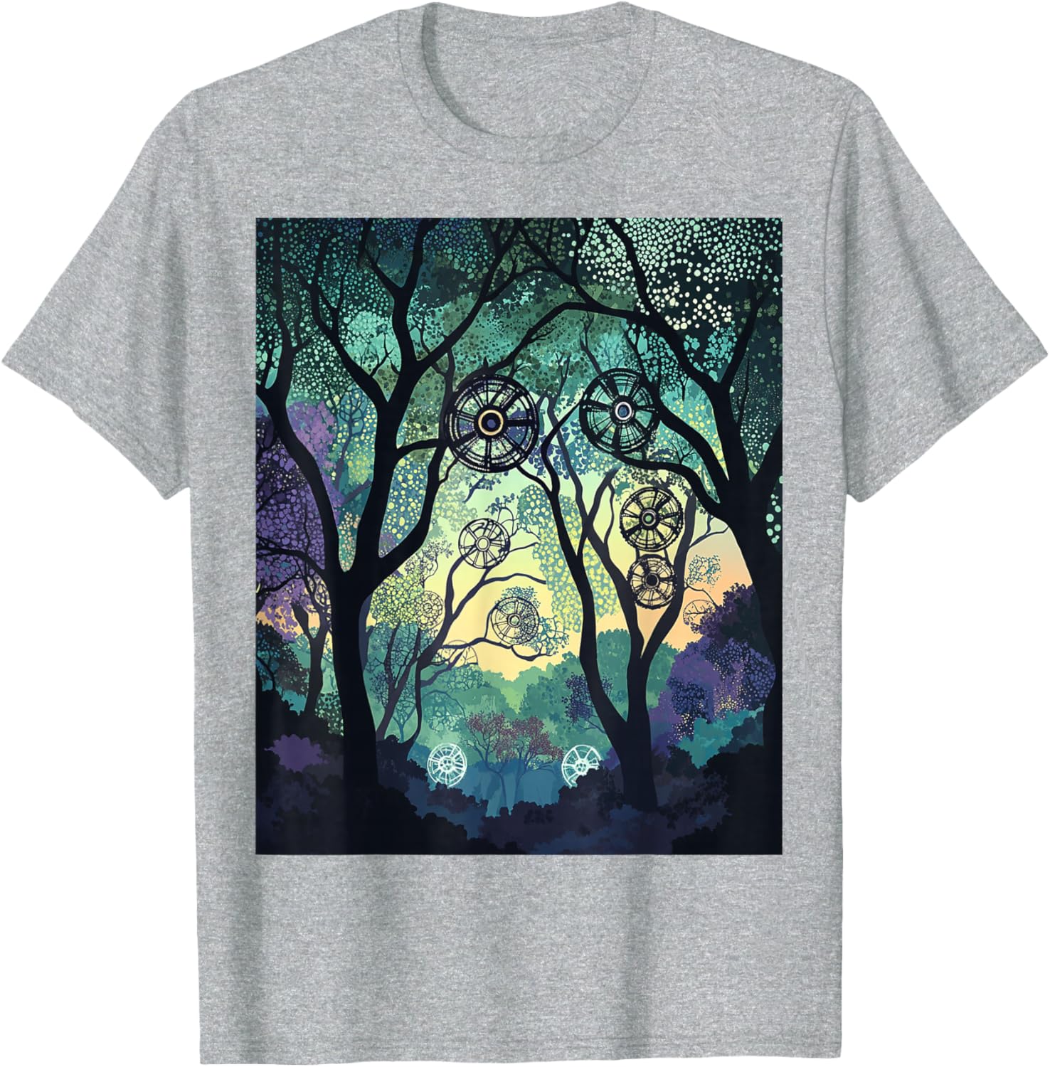 Dreamy Forest Geometric Nature Artwork T-Shirt for Nature Lovers - 13