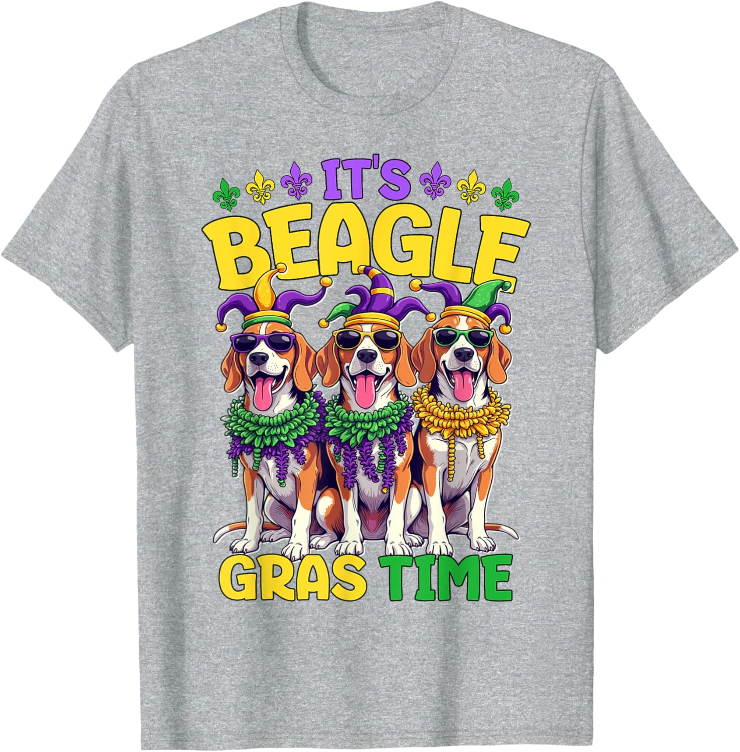 Mardi Gras Beagle Time T-Shirt for Fun Celebrations and Festivities - 11