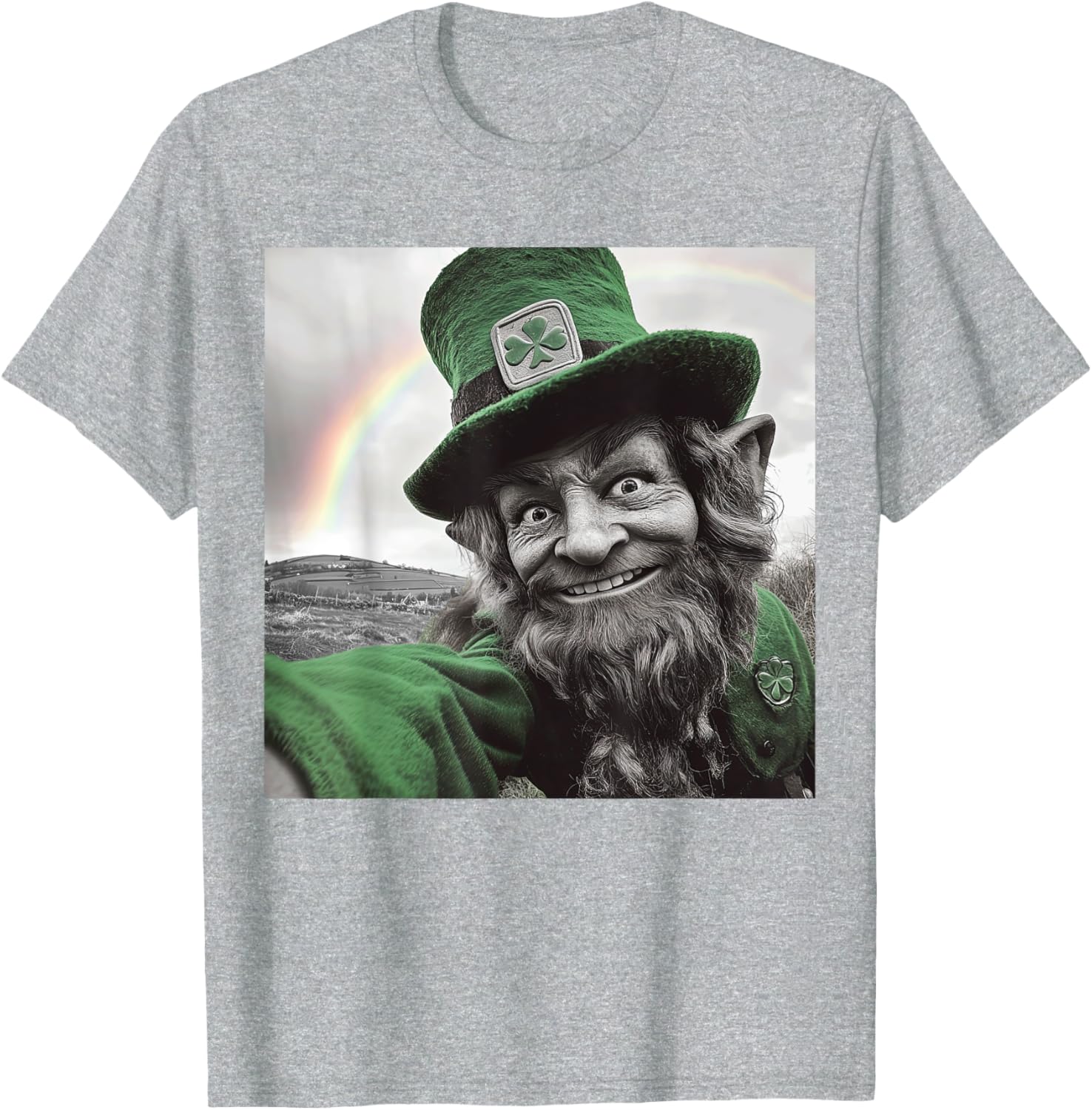 Funny St Patricks Day Rainbow Leprechaun Selfie T-Shirt for Festive Fun - 17